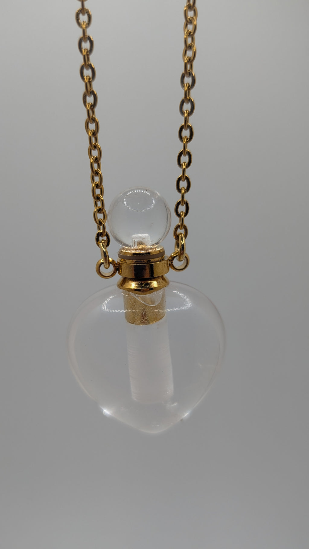 Kulli White Quartz Heart Perfume Necklace