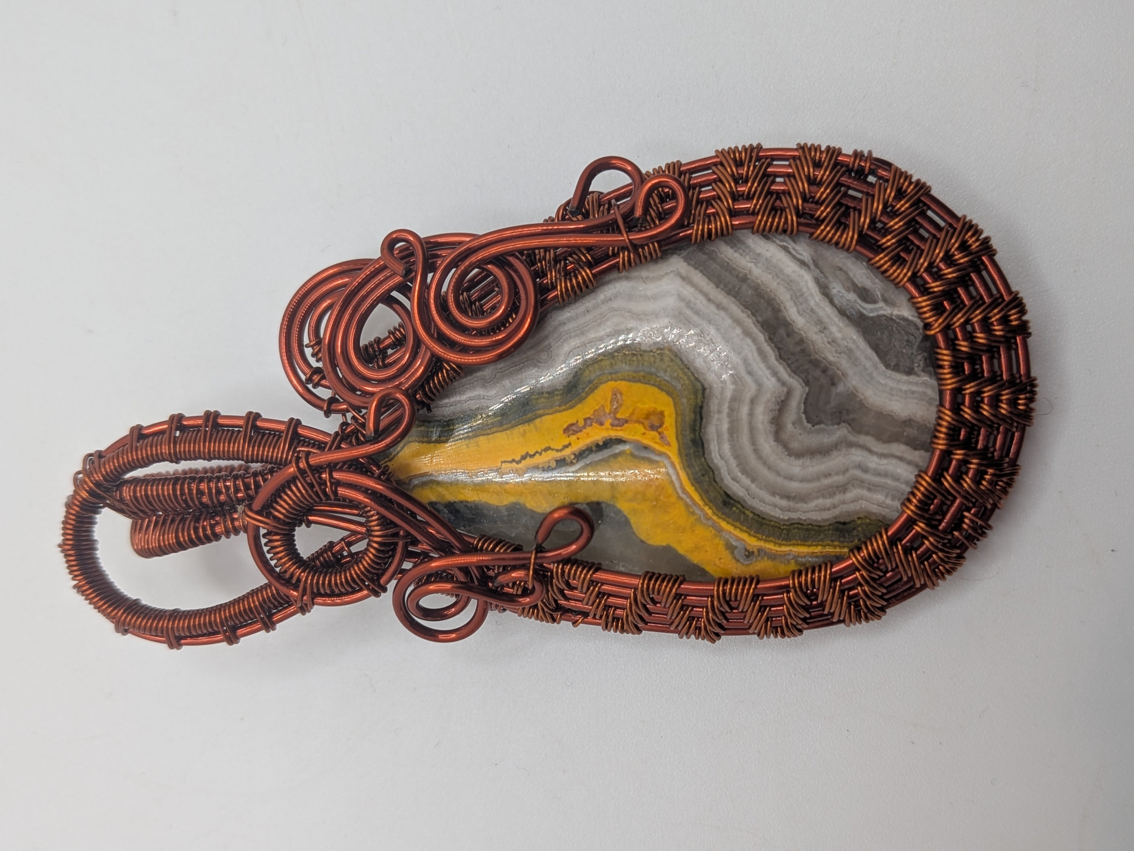 Wusah Designs Bumblebee Jasper Pendant – Pure Copper Wrapped $125