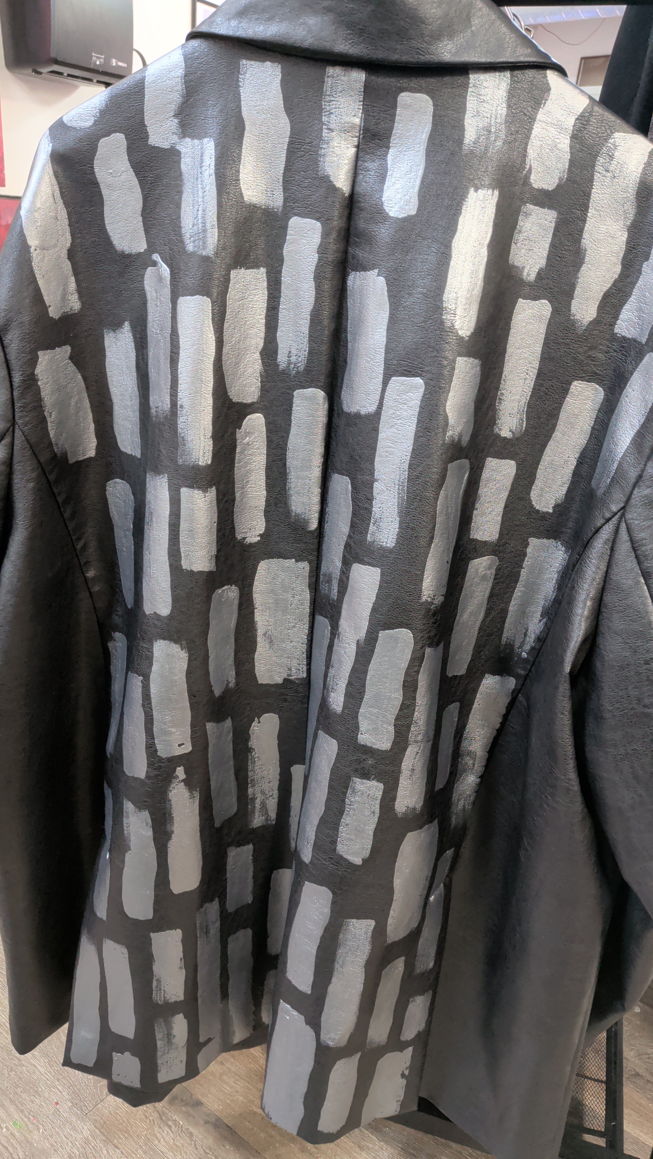 DX Avec Les Filles Silver Hand Painted Faux Leather Jacket