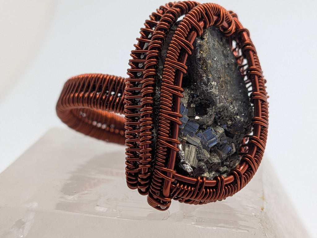 Wusah Designs Handwrapped Copper & Pyrite Statement Ring $111