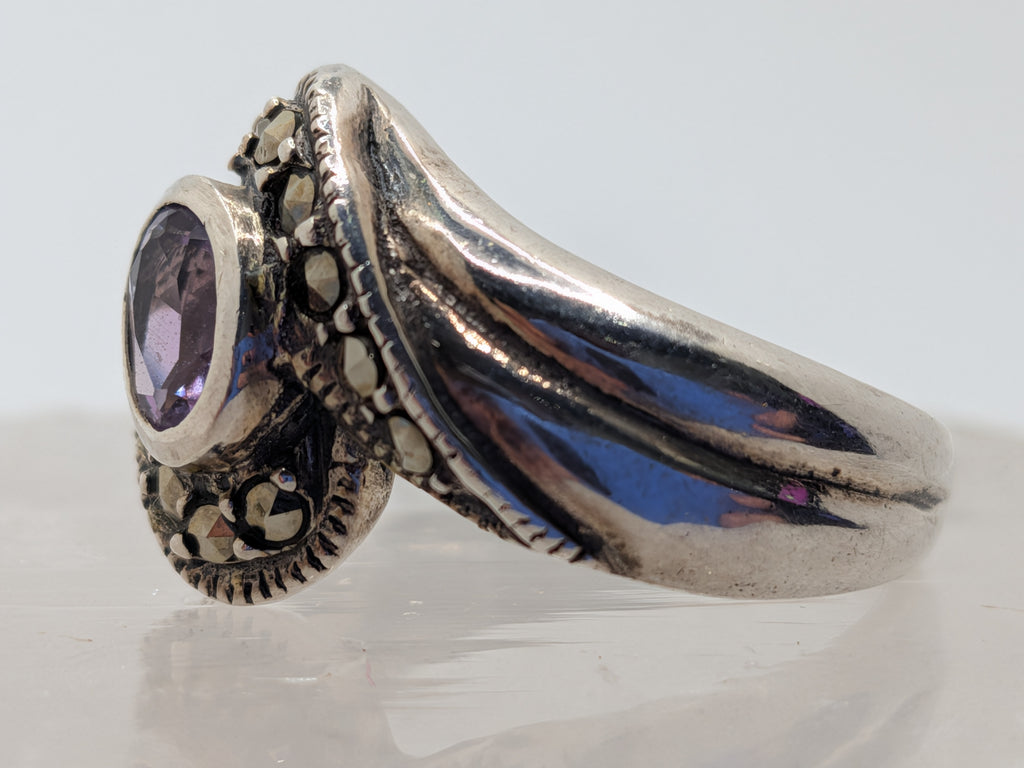 Vintage Sterling Silver Marcasite & Amethyst Ring $245 Her Jeweler