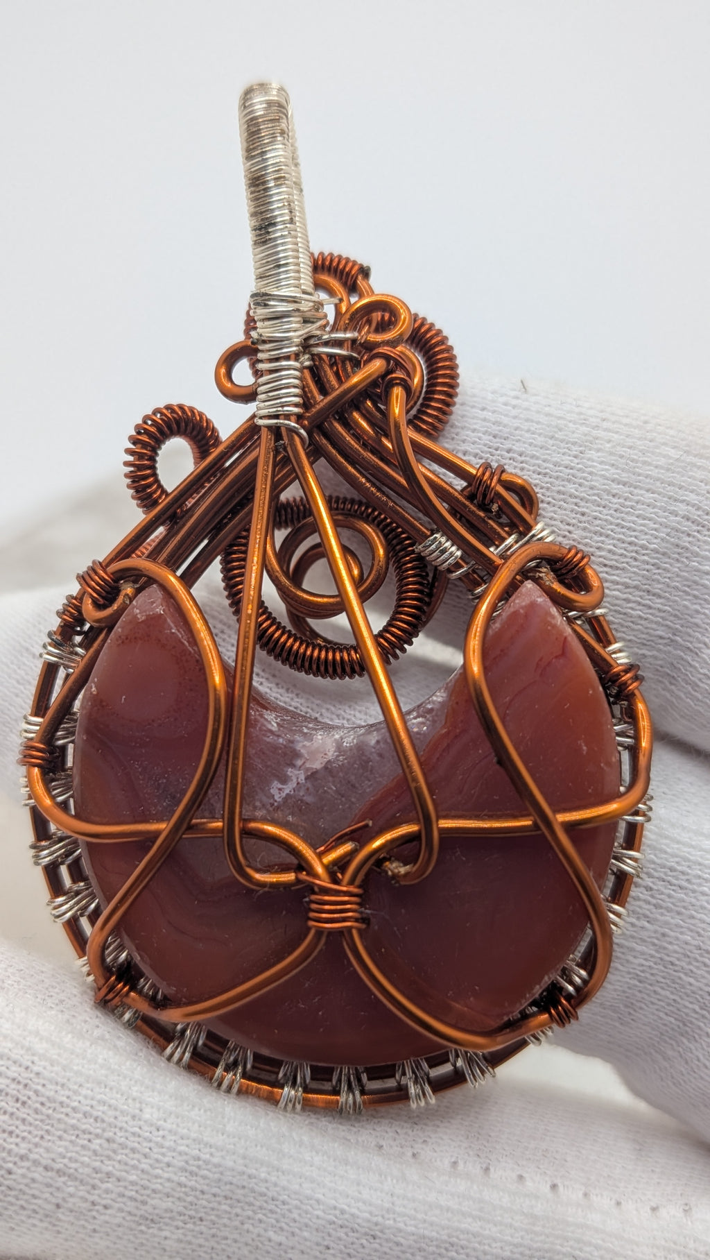 Small Half Moon Shaped Carnelian Family Tree by Wu-Sah Designs