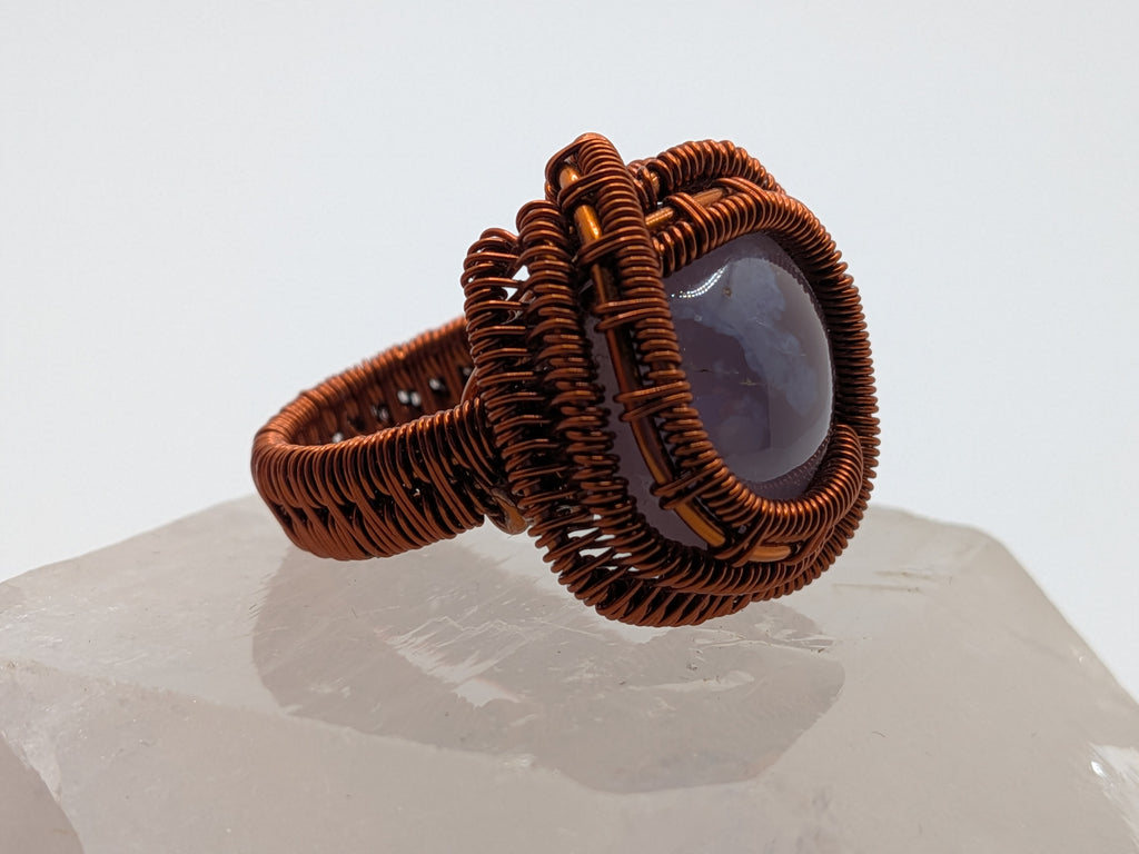 WuSah Designs Lavender Chalcedony & Copper Ring Price: $77