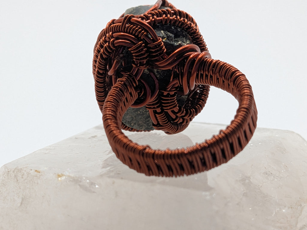 Wusah Hand wrapped Copper Pyrite Statement Ring (2) $111