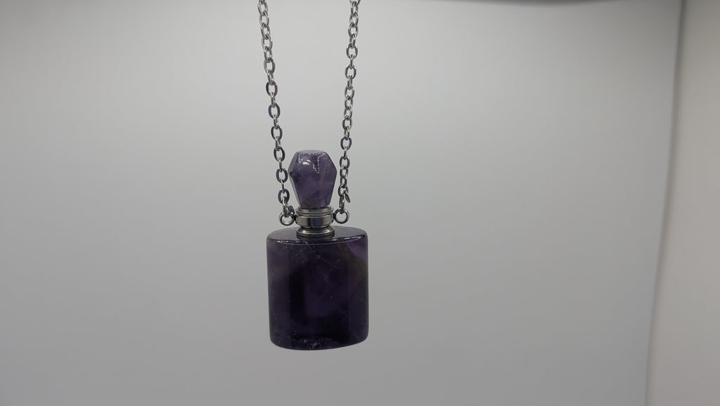Amethyst Quartz Perfume Bottle Necklace