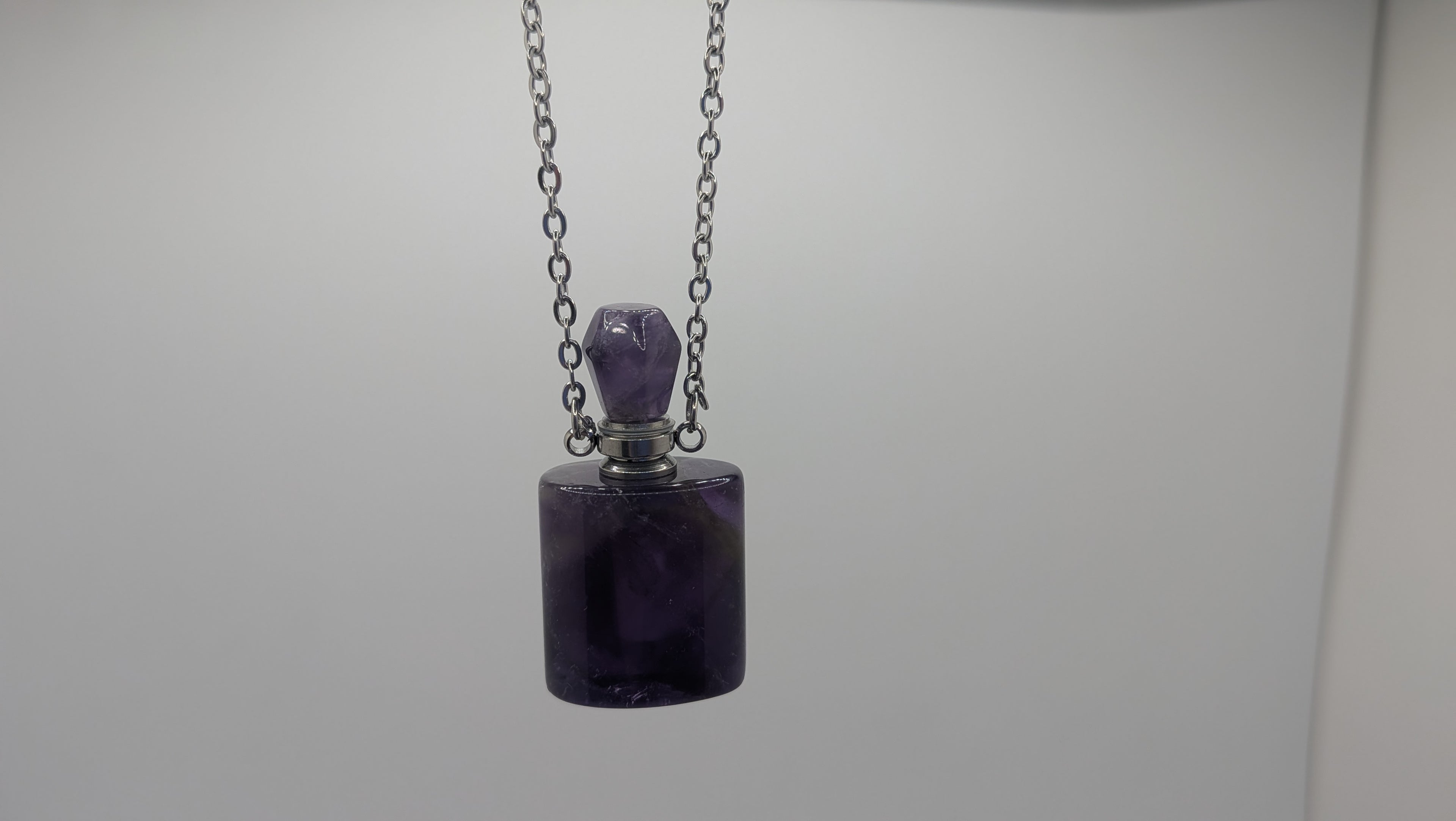Amethyst Quartz Perfume Bottle Necklace