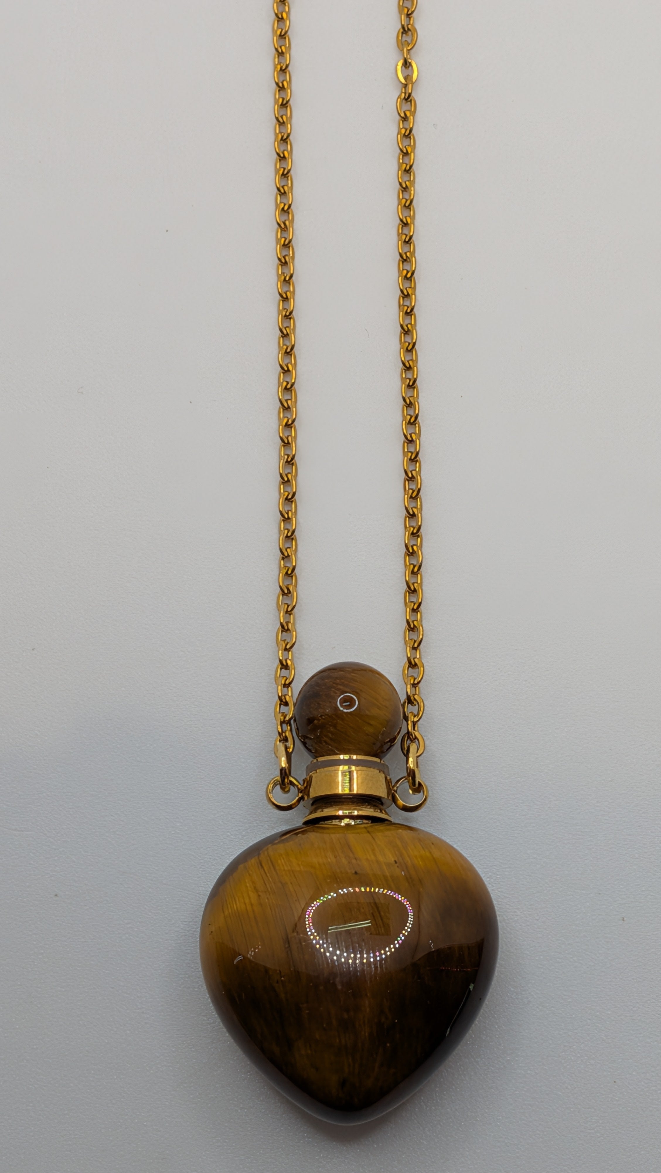 Kulli Tigers Eye Heart Perfume Necklace