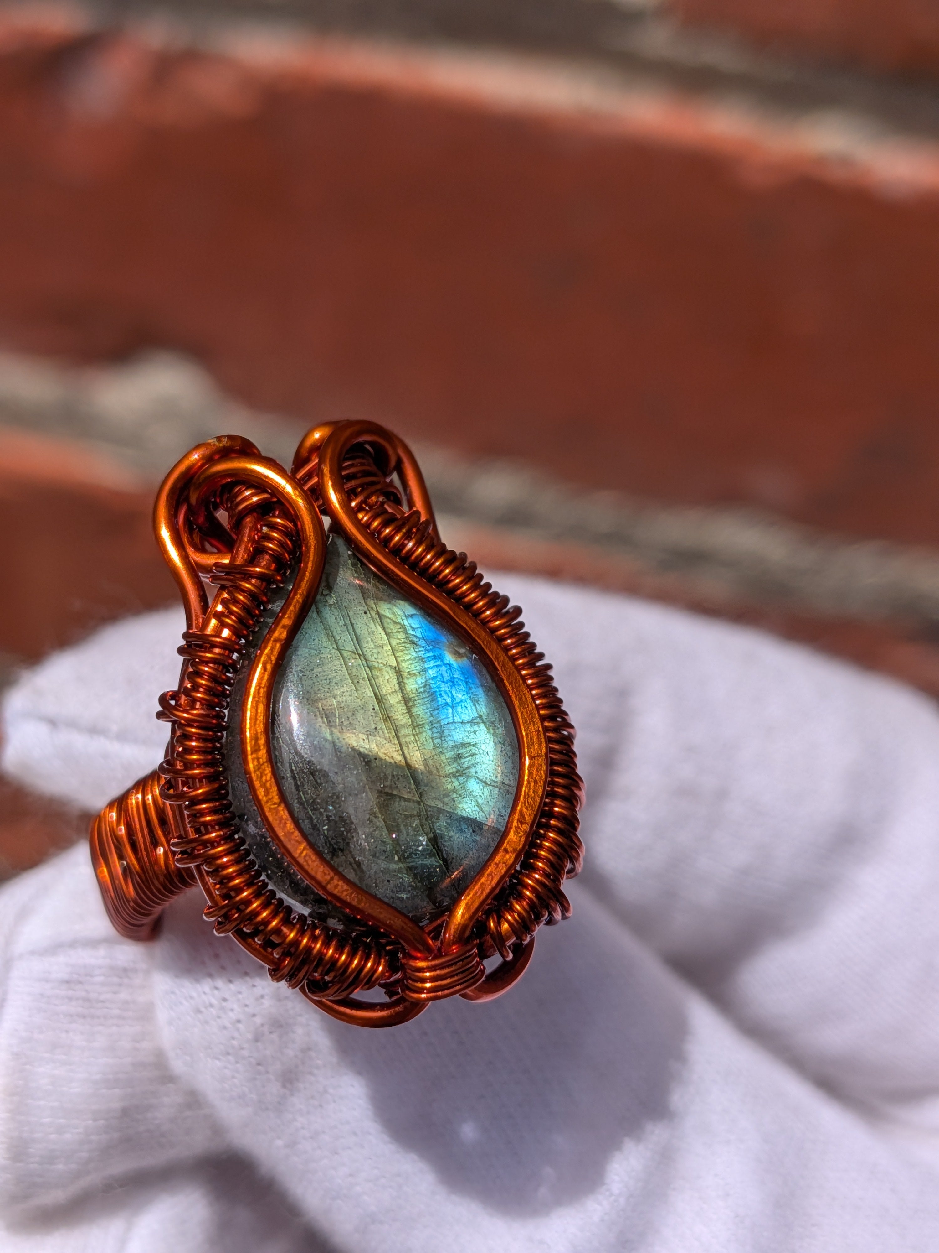 Wusah Labradorite Copper Ring – Handmade in Indonesia
 $70