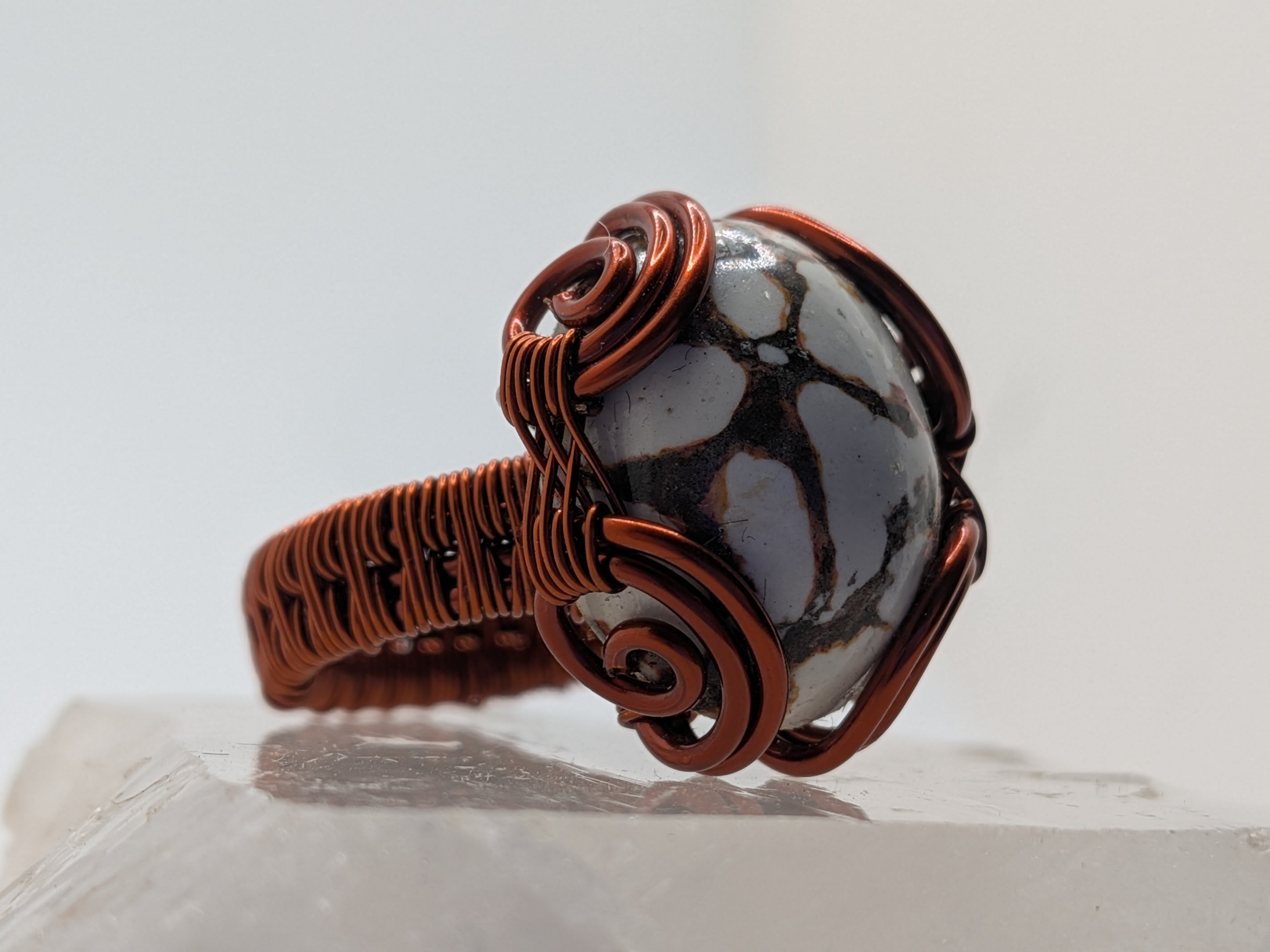 Wusah Handwrapped White Jasper Ring $70