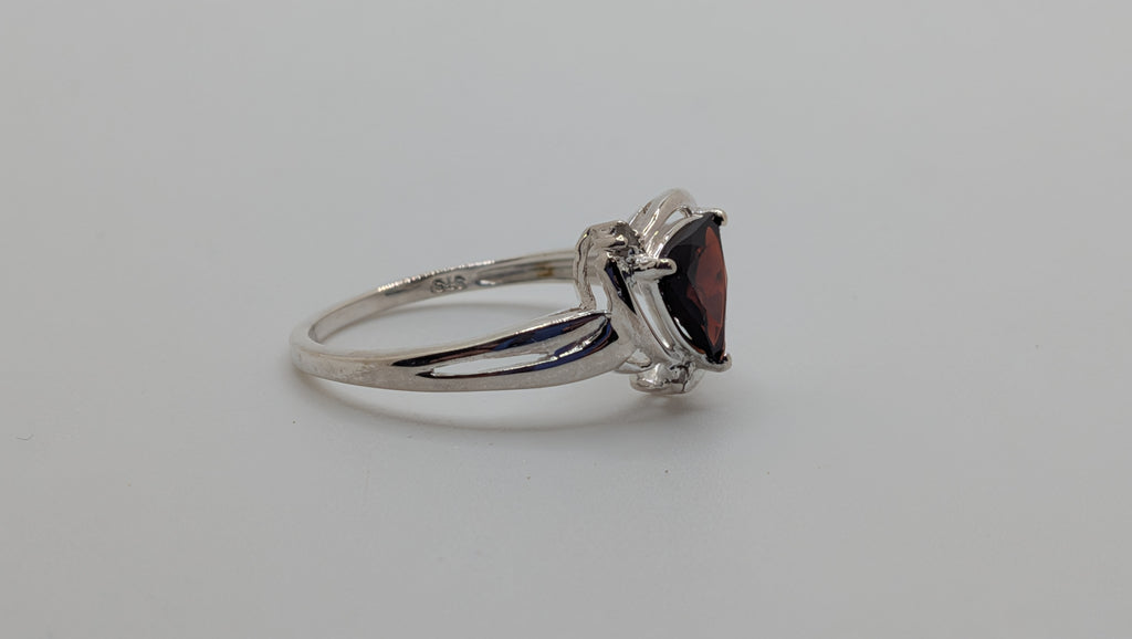 Sterling Silver Triangle Garnet & Diamonds