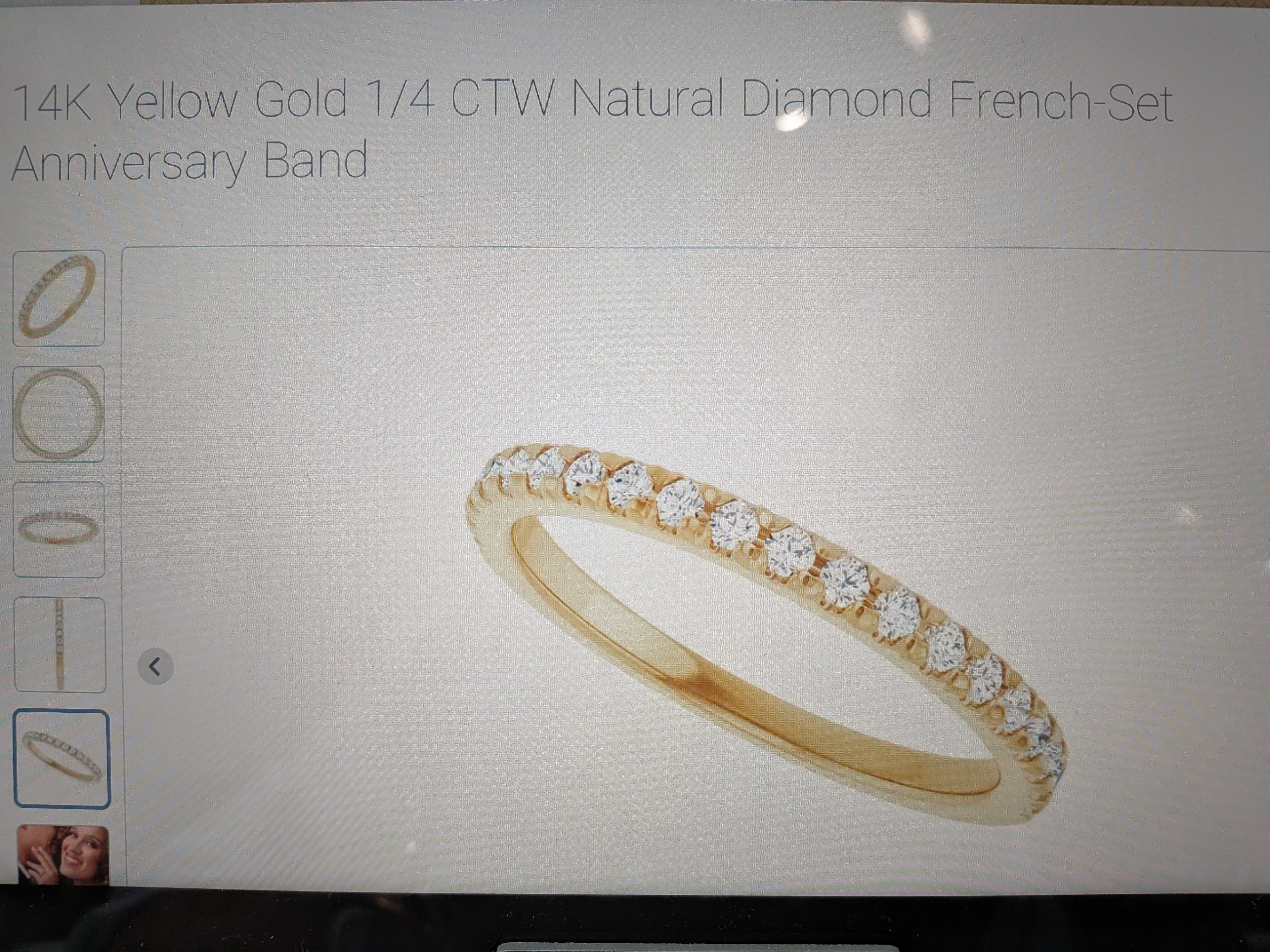 14 karat yellow gold 1/4 carat total Diamond weight. Natural earth ground French sets, anniversary band.