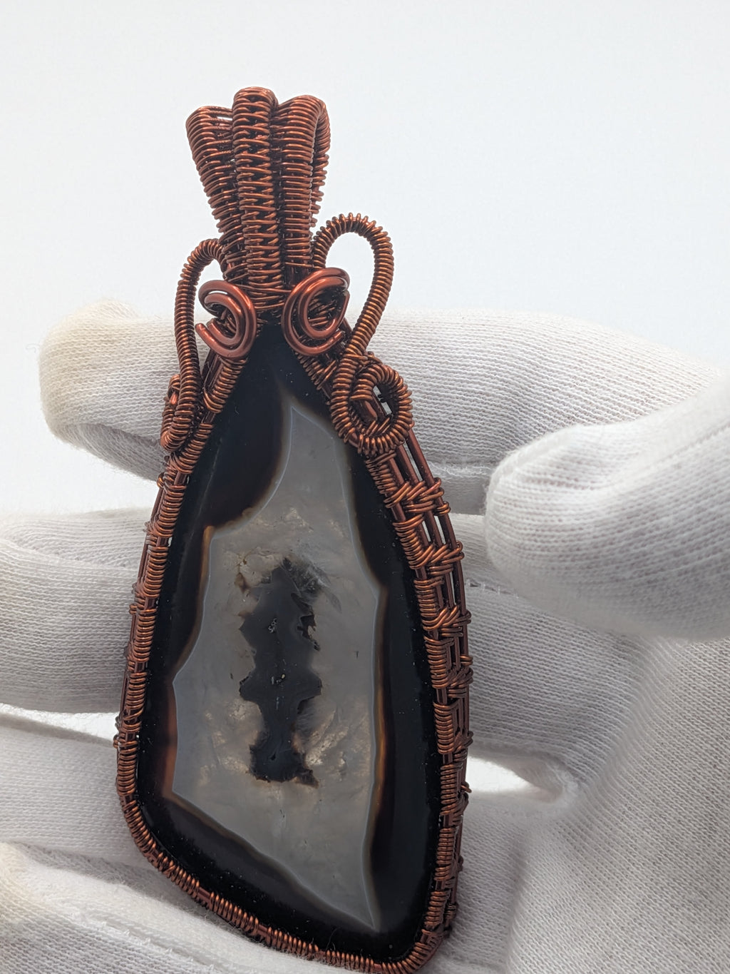 Wusah Designs Agate Pendant in Pure Copper $125