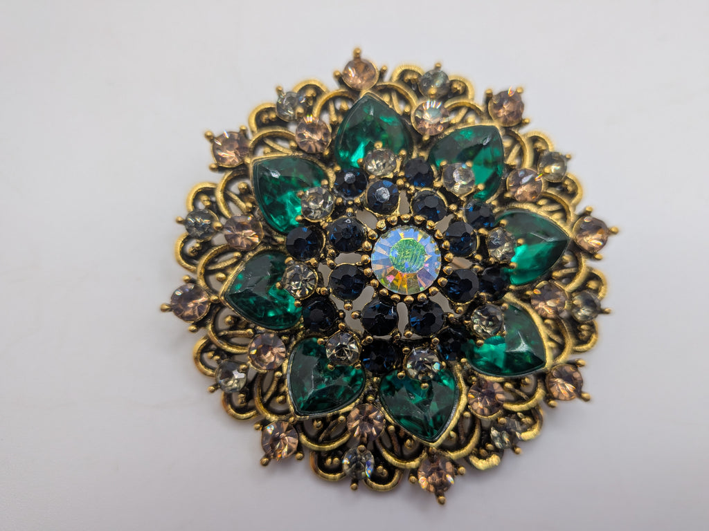 Emerald Medallion Statement Brooch — $25