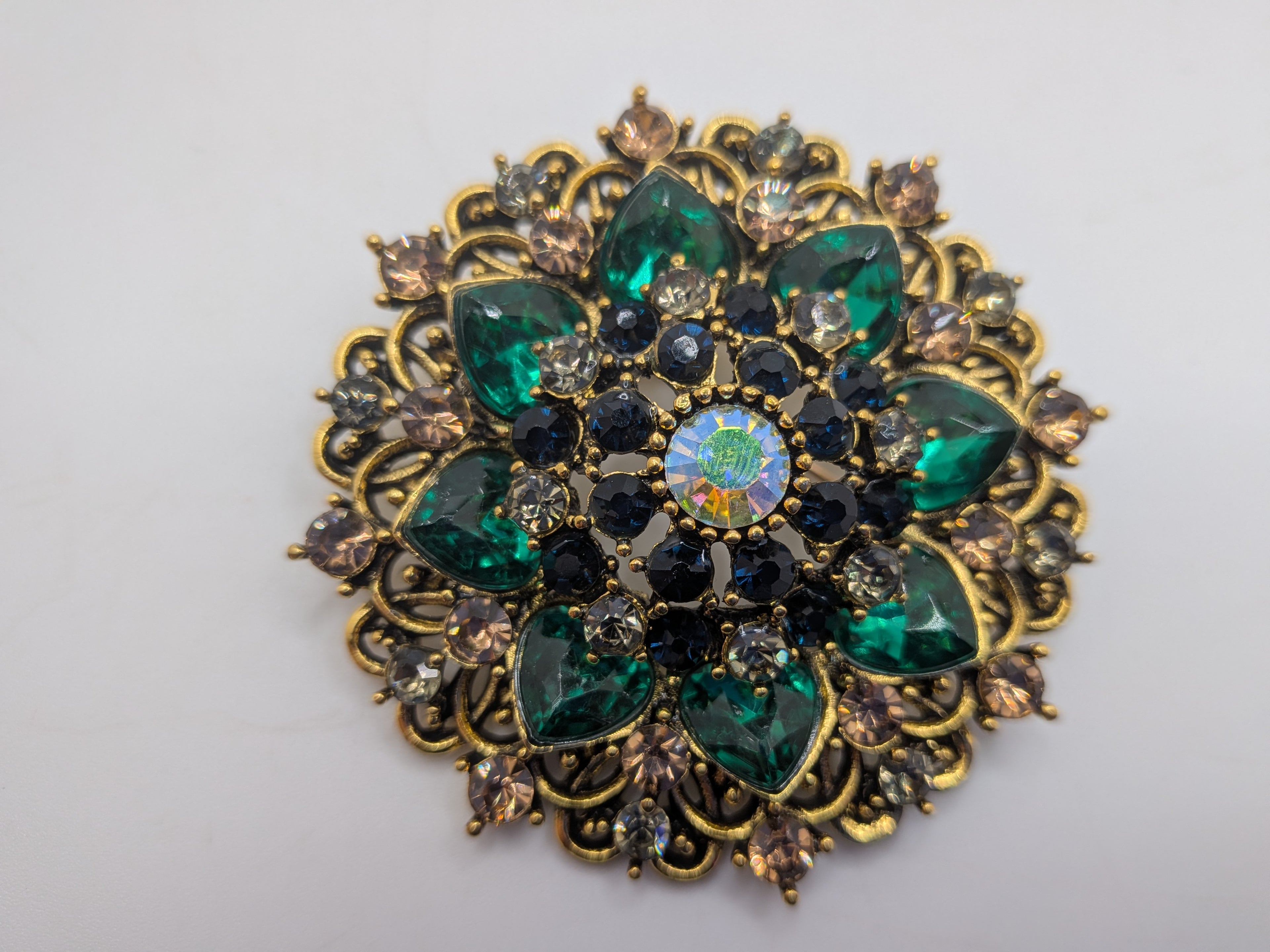 Emerald Medallion Statement Brooch — $25
