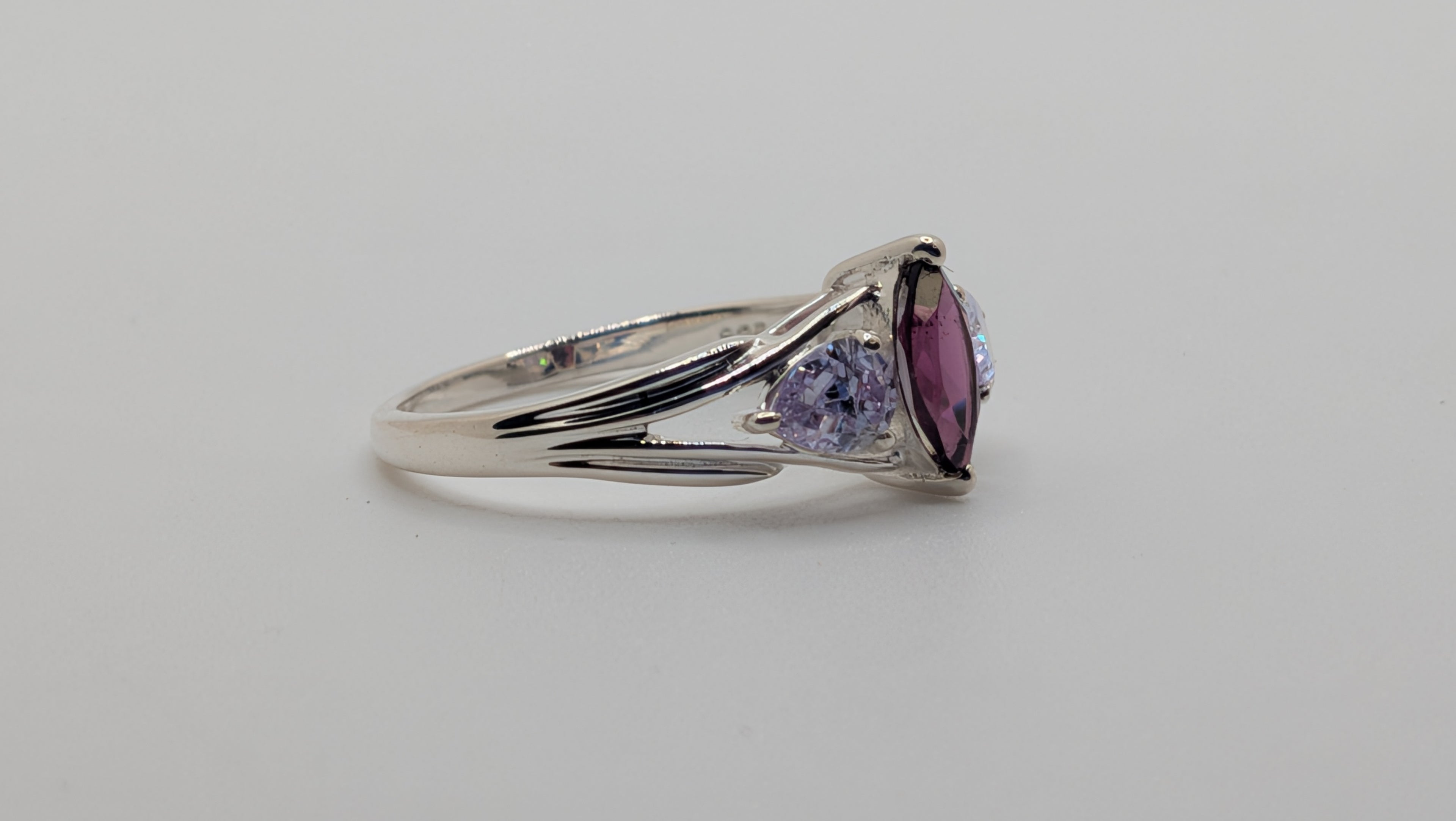 Sterling Silver Lab Marquise Amethyst Size 8