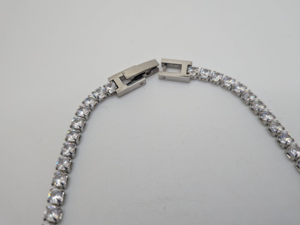 18 inches Stainless Steel CZ Tennis Necklace $55