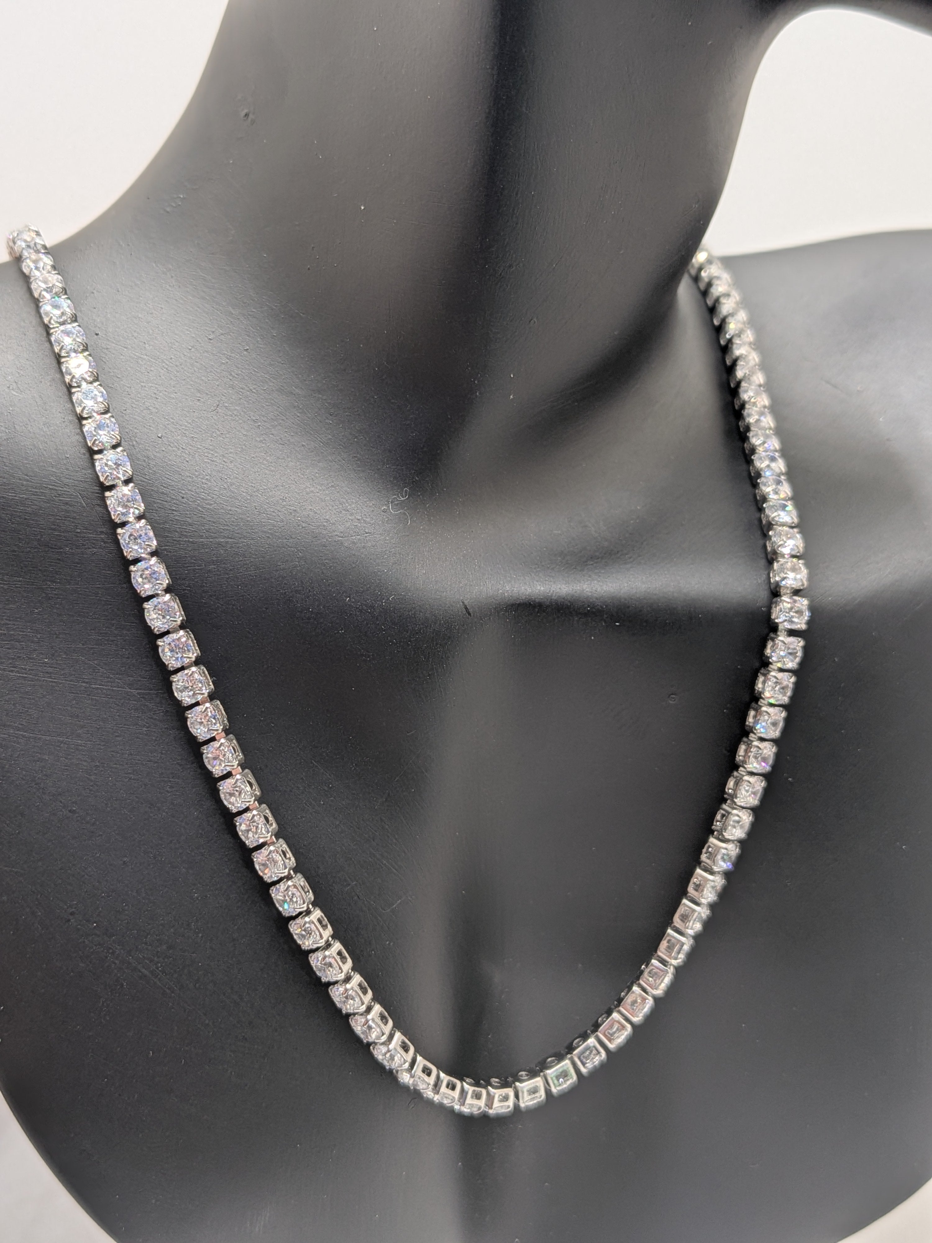18 inches Stainless Steel CZ Tennis Necklace $55