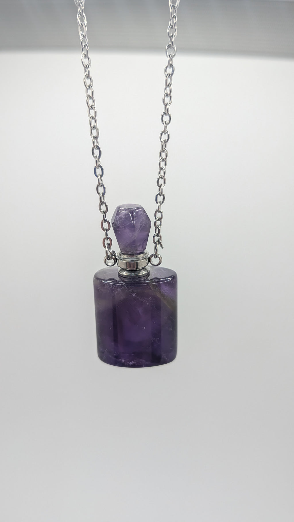 Amethyst Quartz Perfume Bottle Necklace
