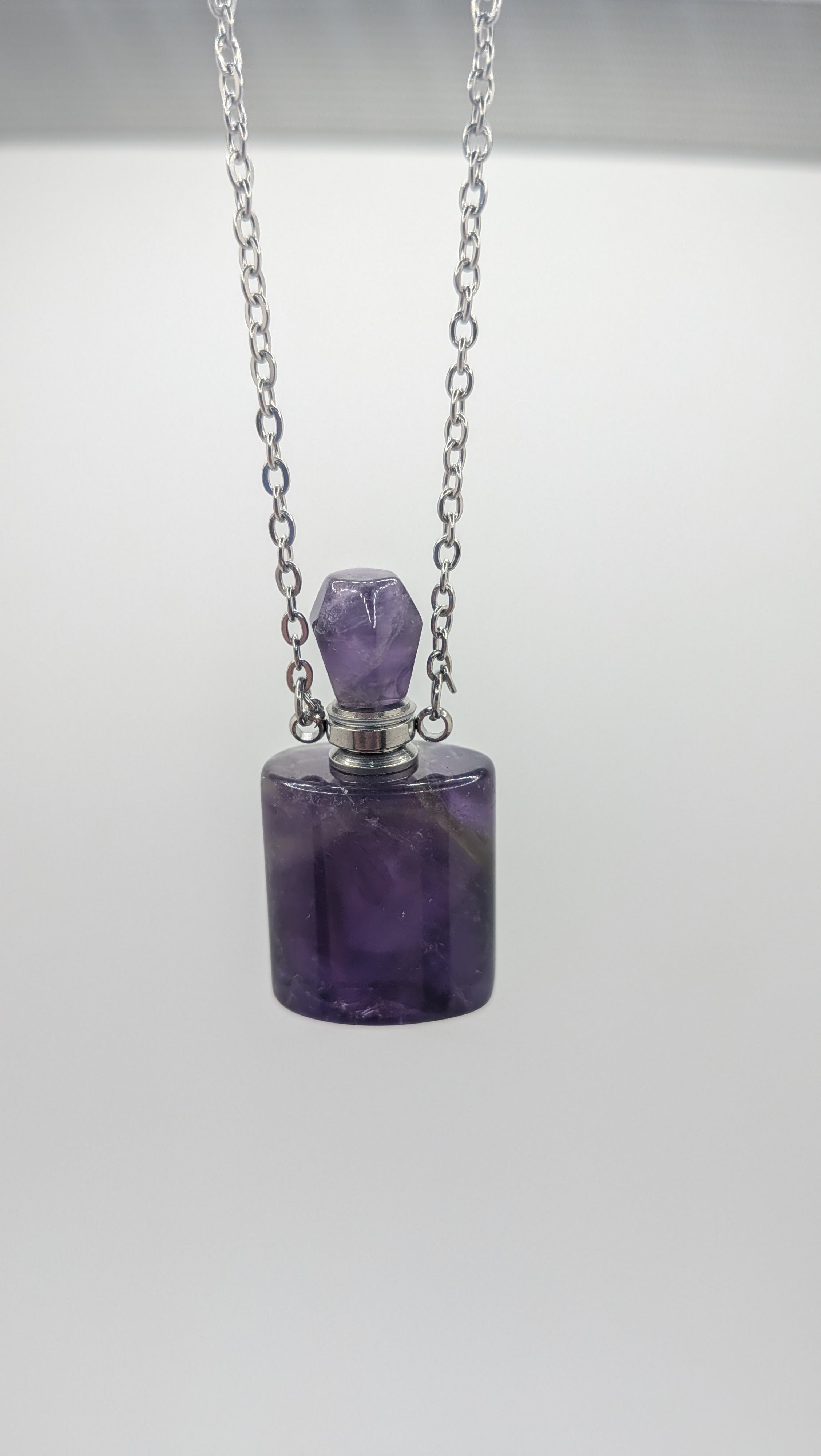 Amethyst Quartz Perfume Bottle Necklace