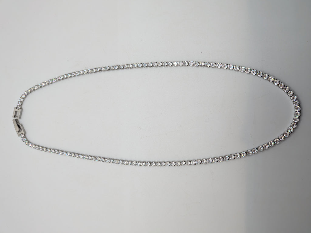 18 inches Stainless Steel CZ Tennis Necklace $55