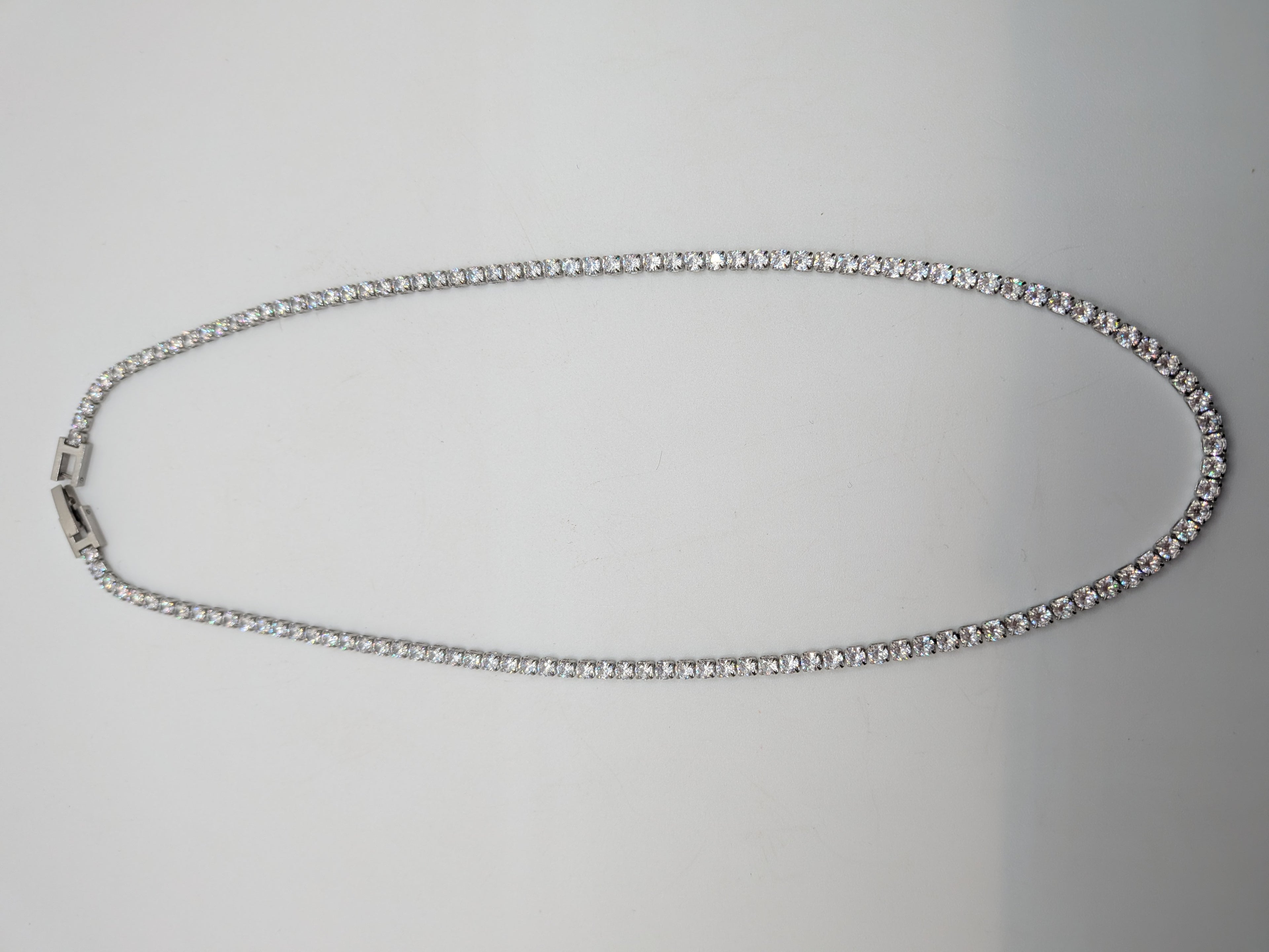 18 inches Stainless Steel CZ Tennis Necklace $55