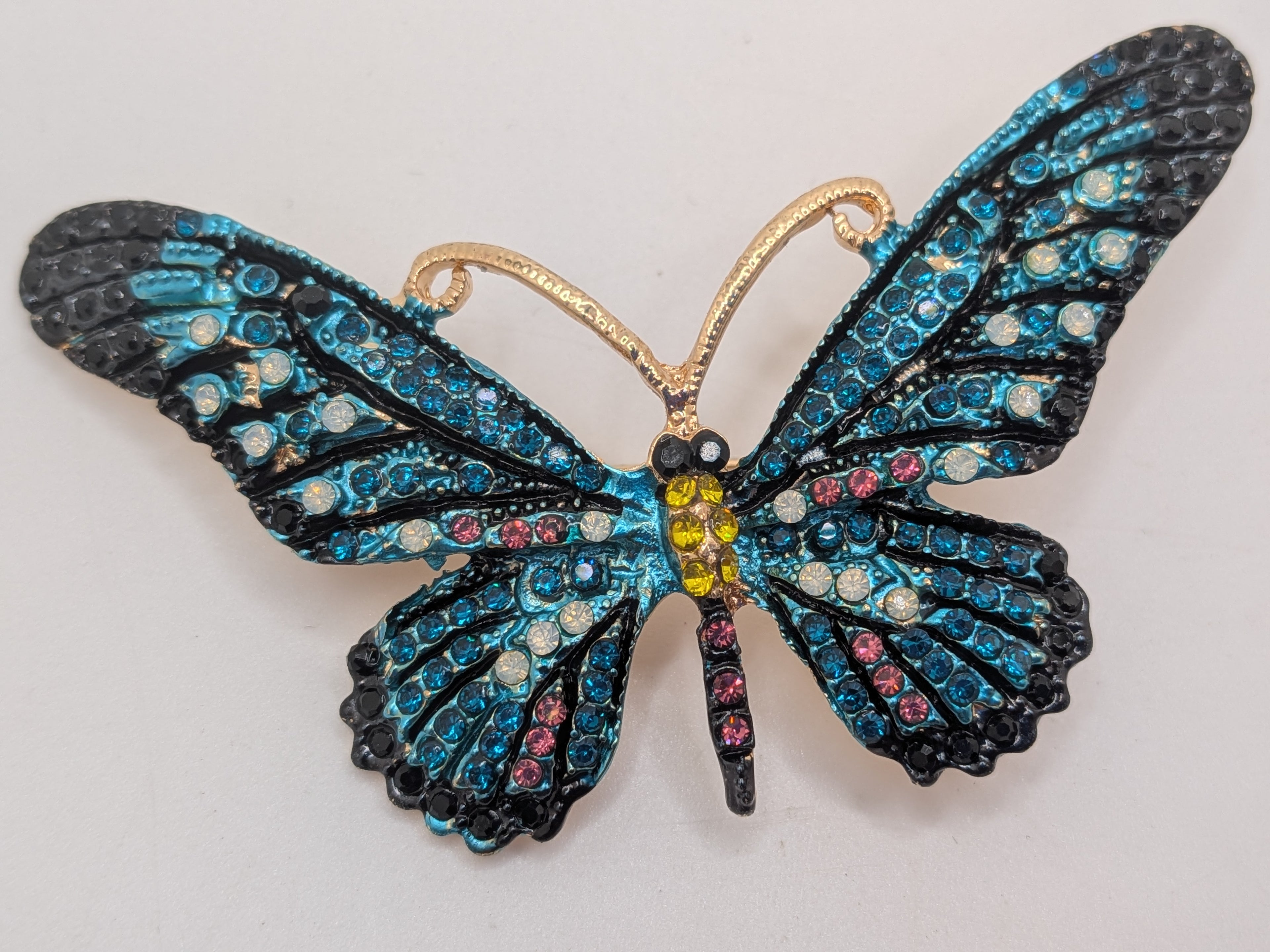 Midnight Blue Butterfly Rhinestone Brooch — $25