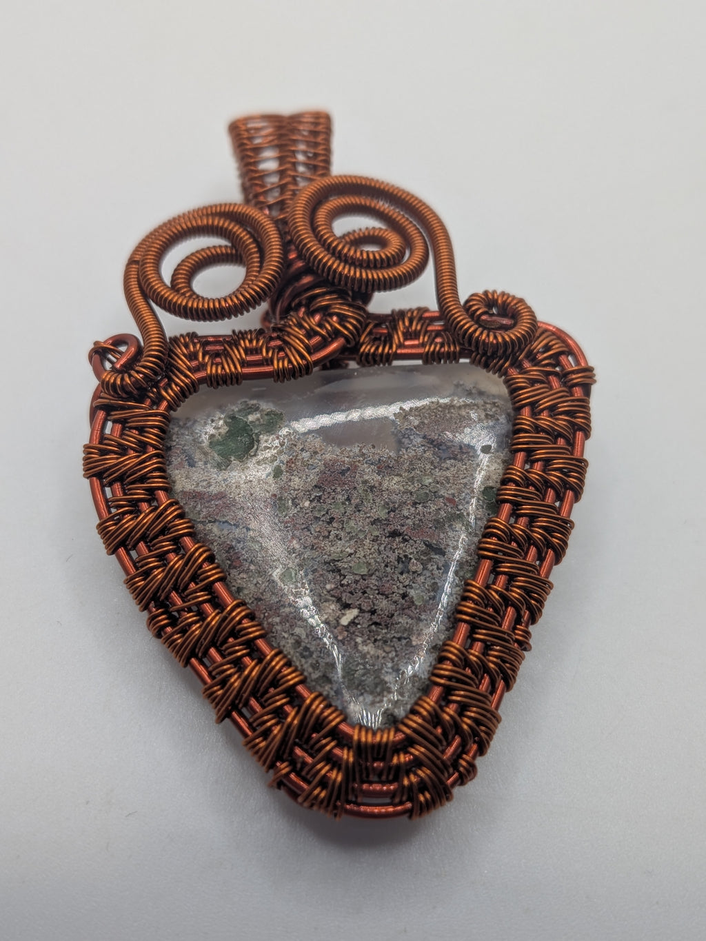 Wusah Designs Moss Agate Pendant in Pure Copper $125
