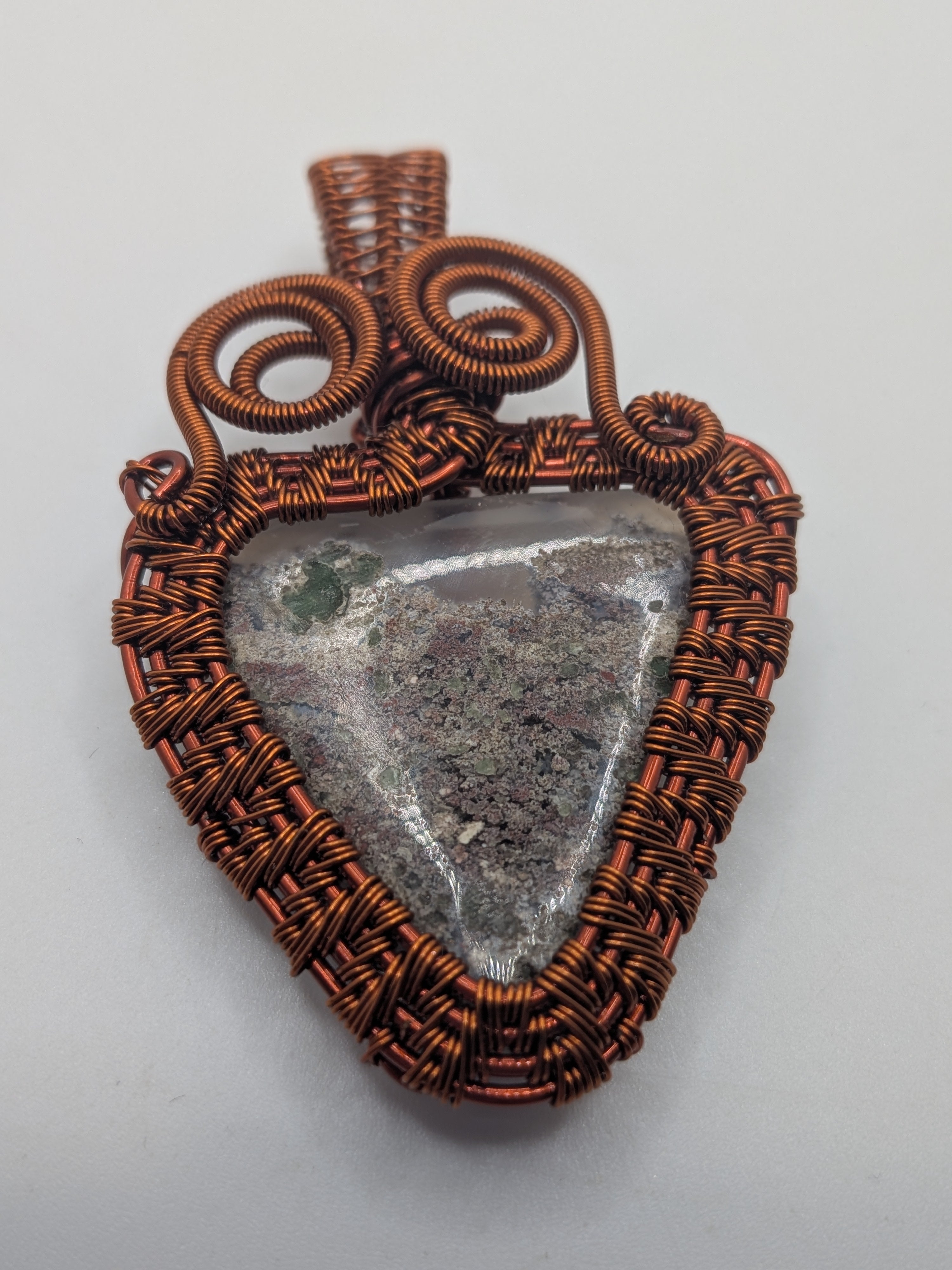 Wusah Designs Moss Agate Pendant in Pure Copper $125