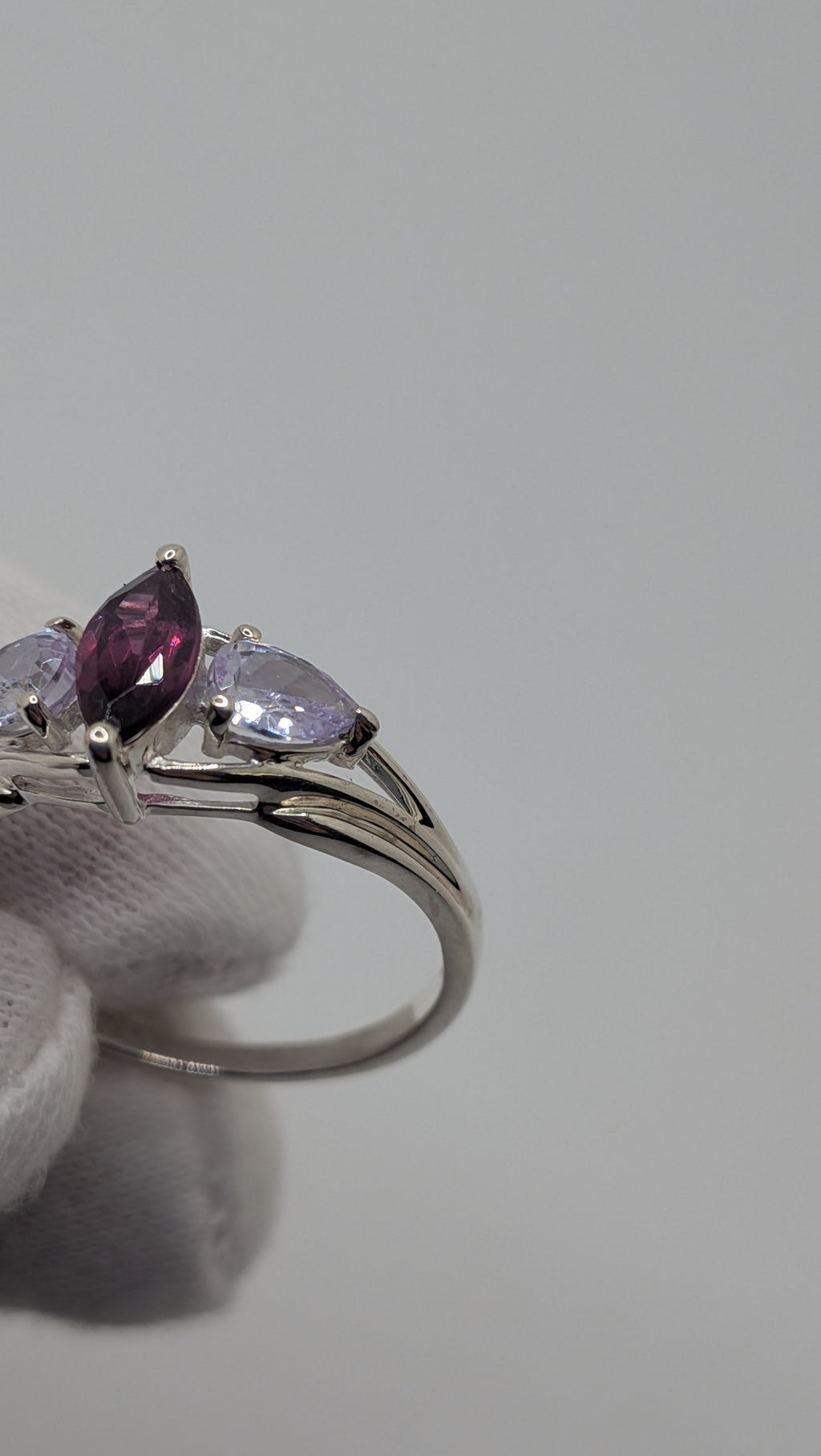Sterling Silver Lab Marquise Amethyst Size 8