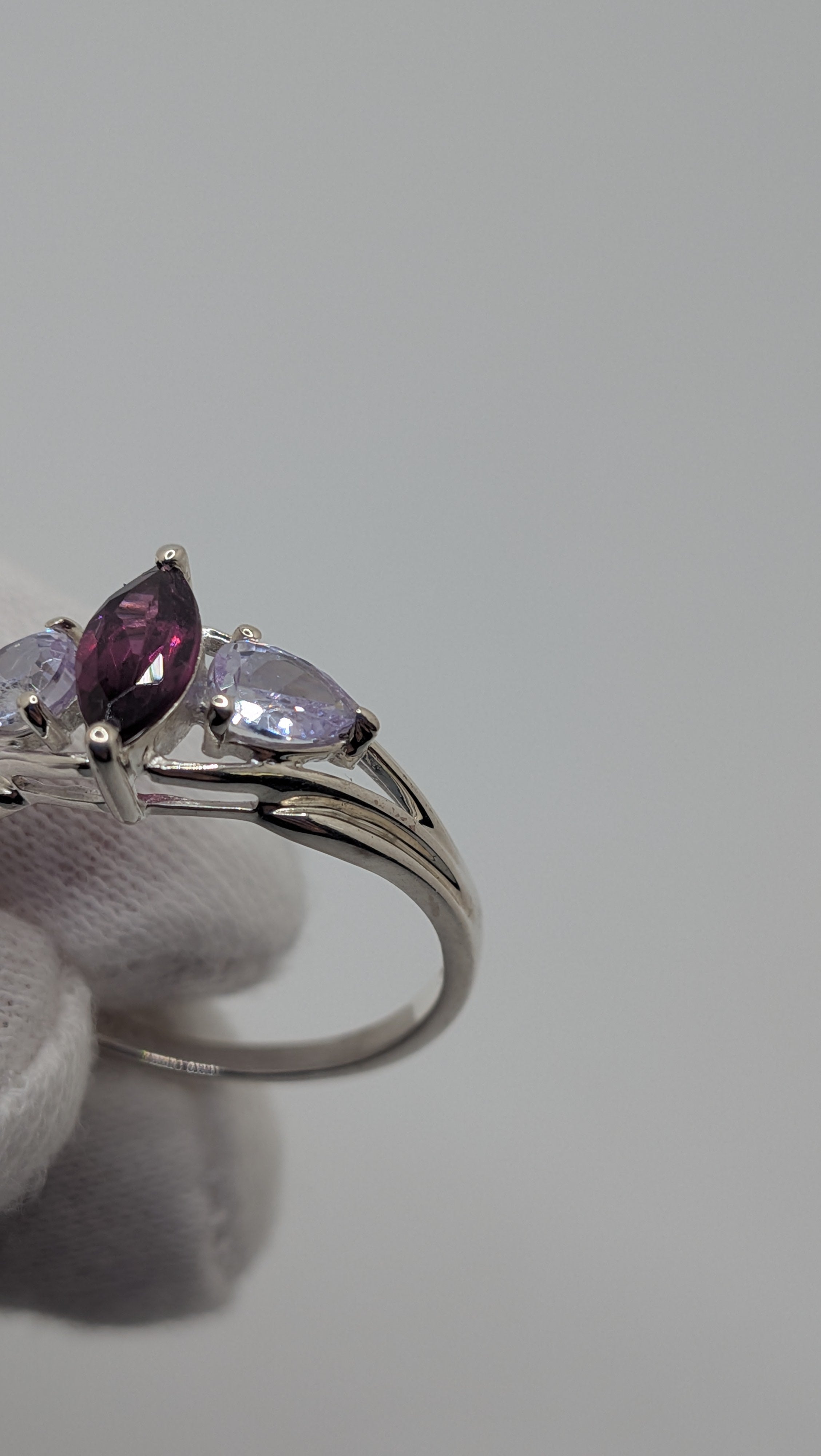 Sterling Silver Lab Marquise Amethyst Size 8
