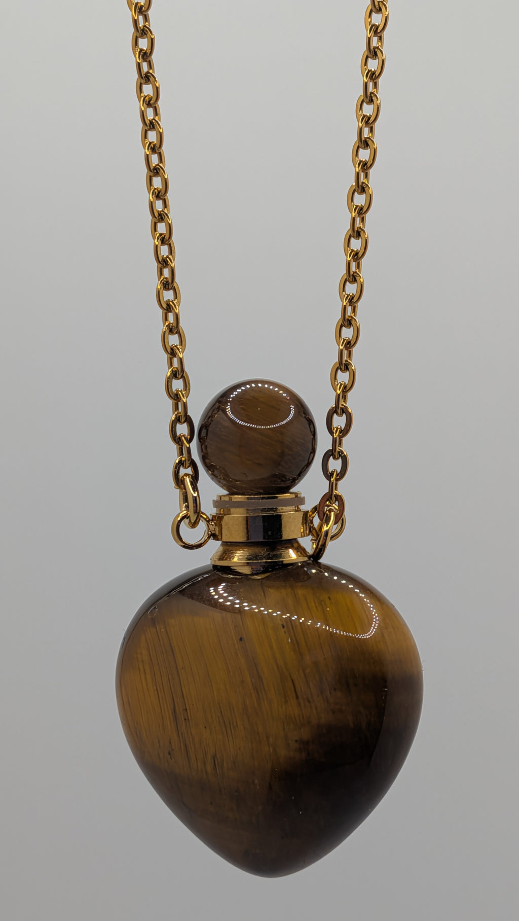 Kulli Tigers Eye Heart Perfume Necklace