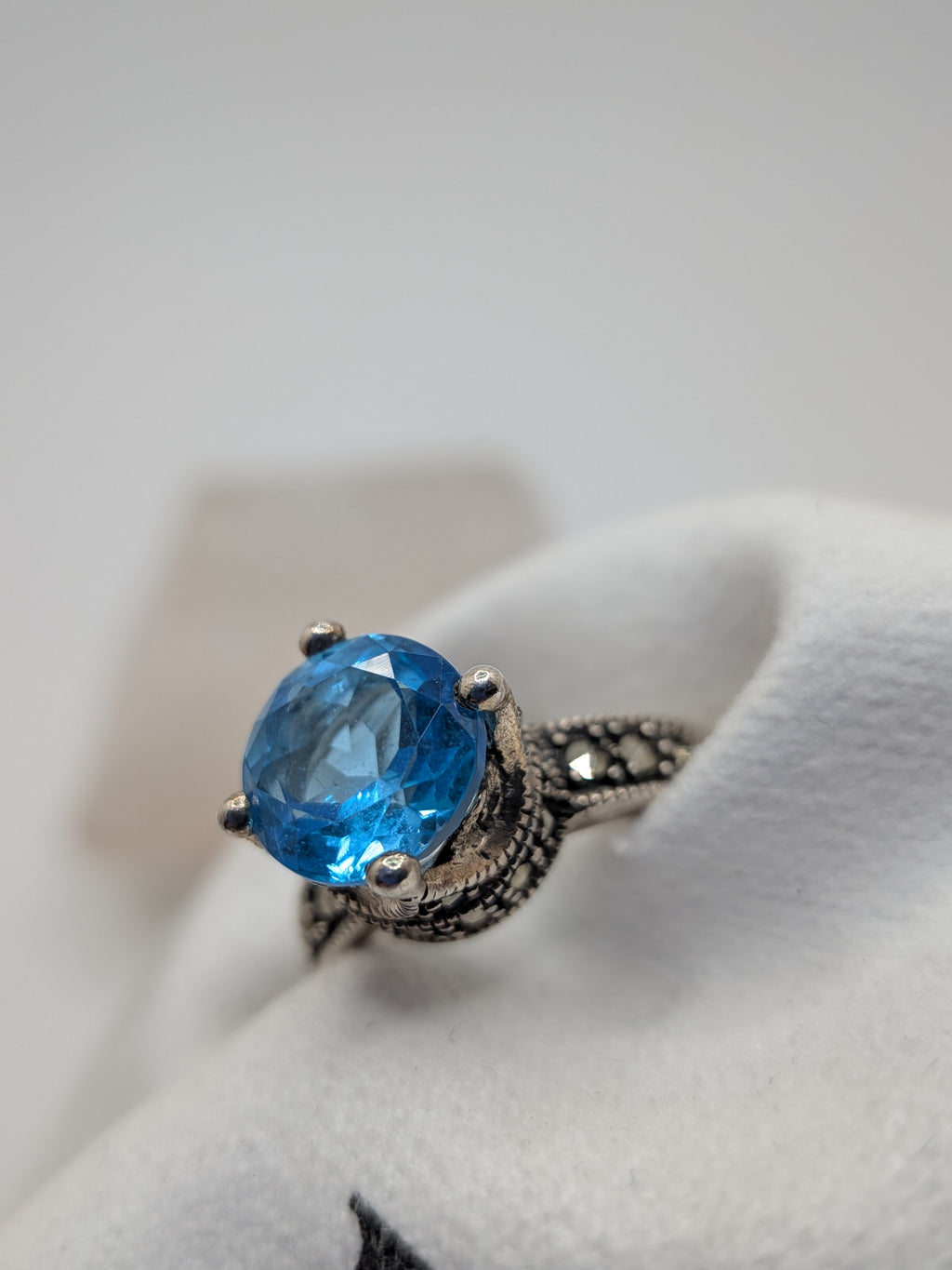 Blue Topaz & Marcasite Sterling Silver Ring Price: $325 Her Jeweler