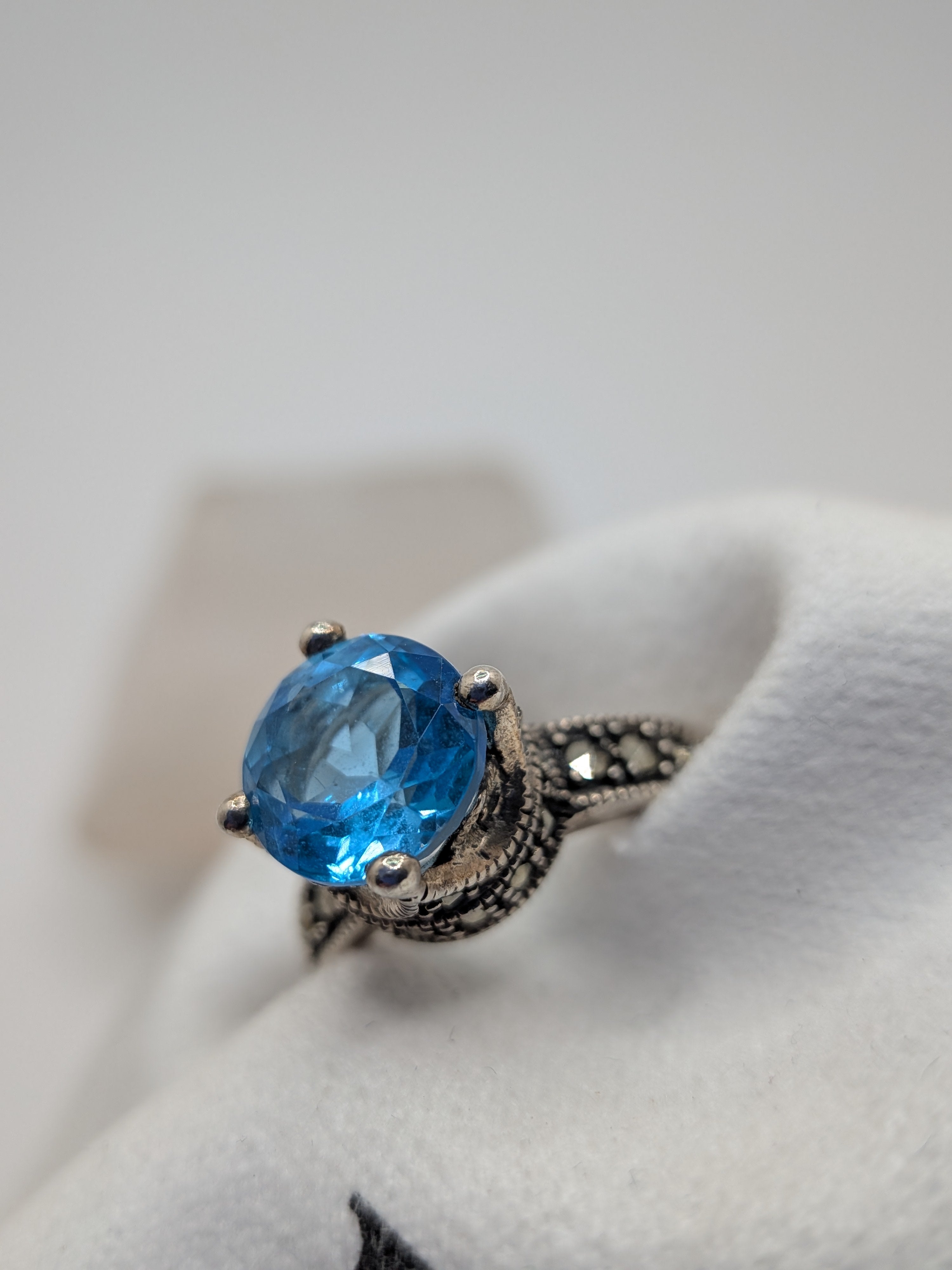 Blue Topaz & Marcasite Sterling Silver Ring Price: $325 Her Jeweler
