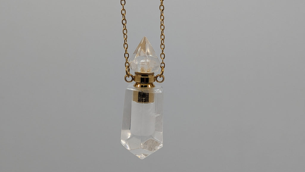 White Quartz Perfume Bottle Geometric