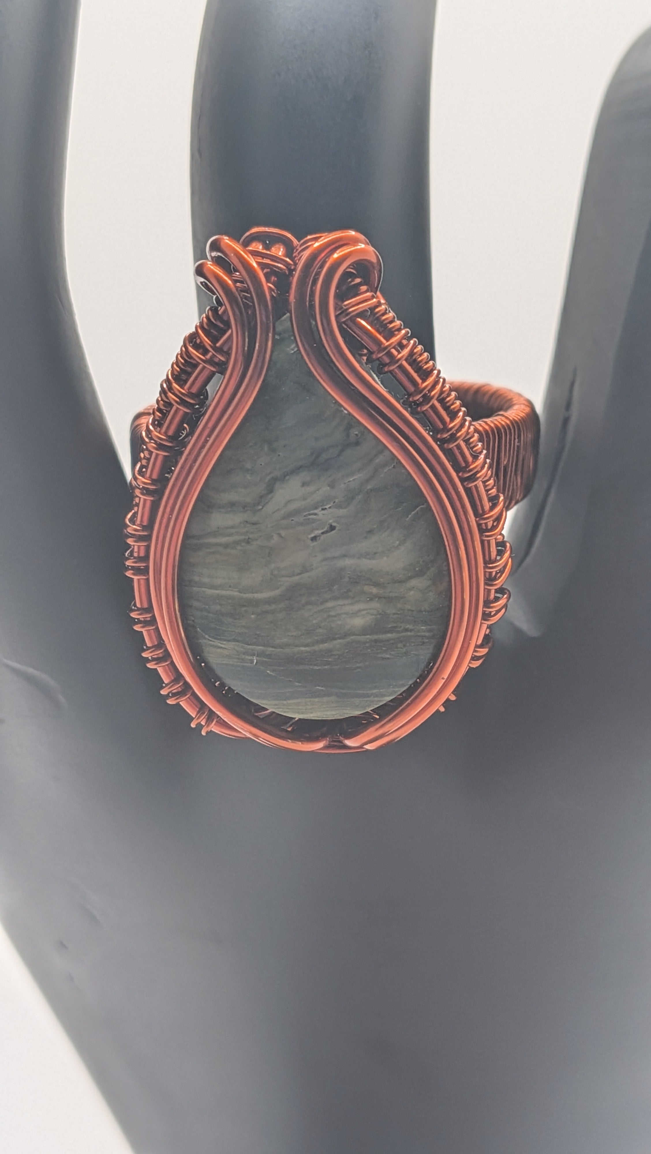 Wu-Sah Designs – Green Jasper Copper Ring