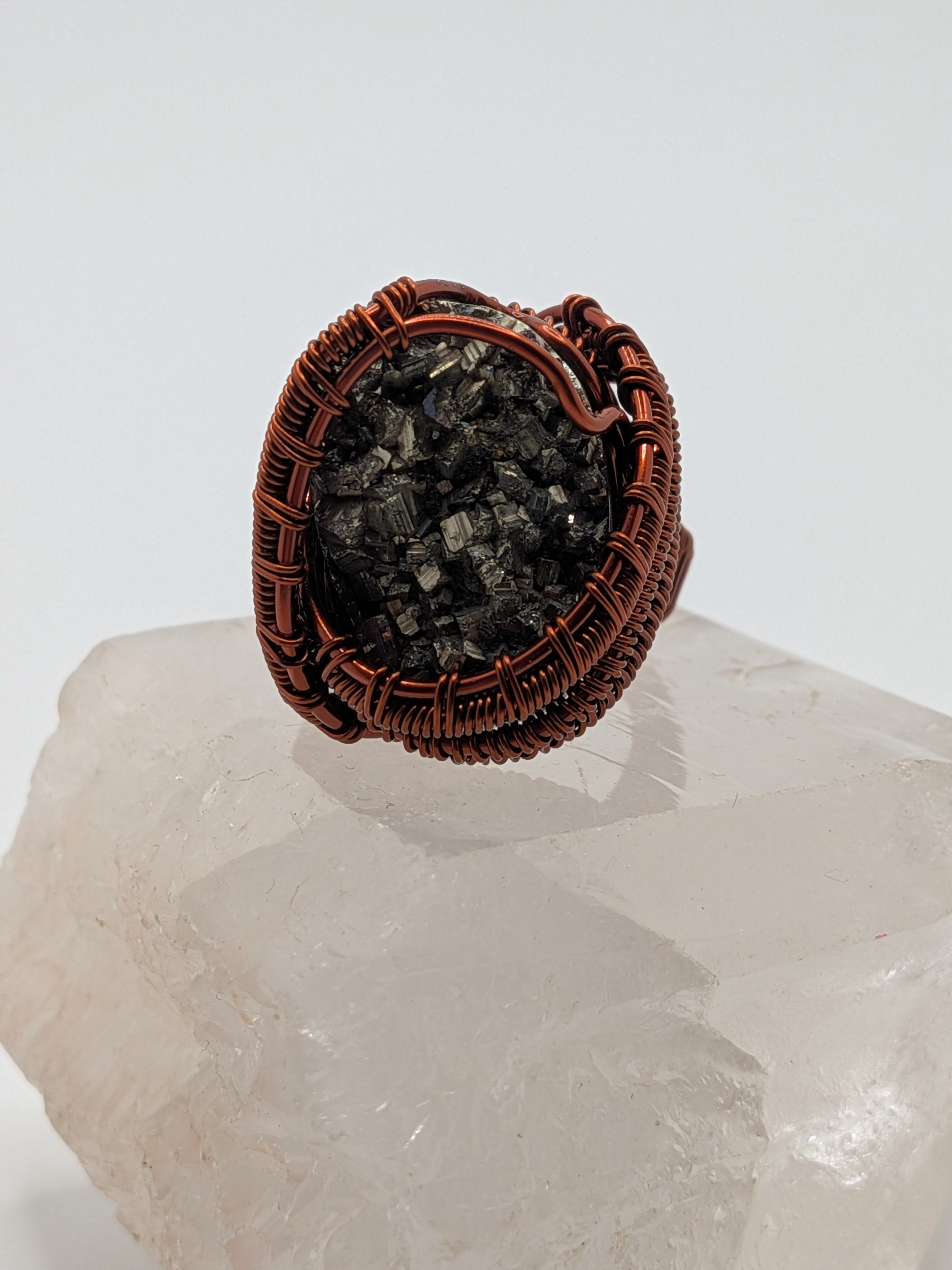 Wusah Hand wrapped Copper Pyrite Statement Ring (2) $111