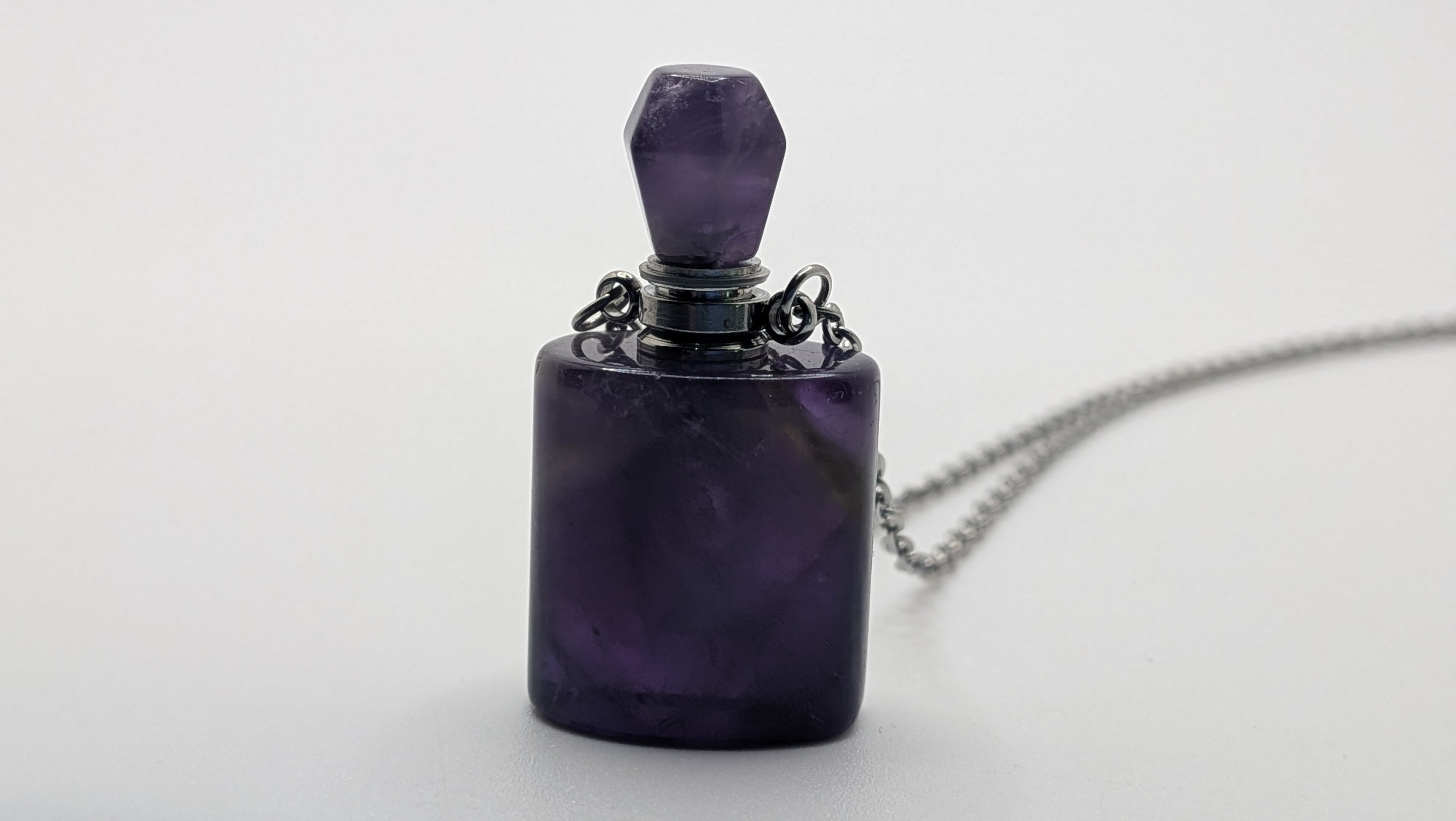 Amethyst Quartz Perfume Bottle Necklace