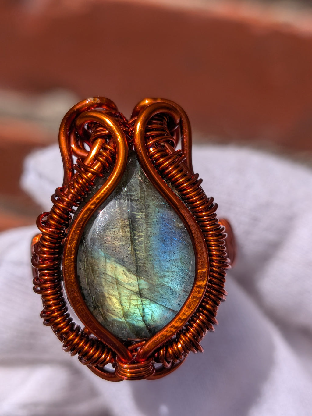 Wusah Labradorite Copper Ring – Handmade in Indonesia
 $70