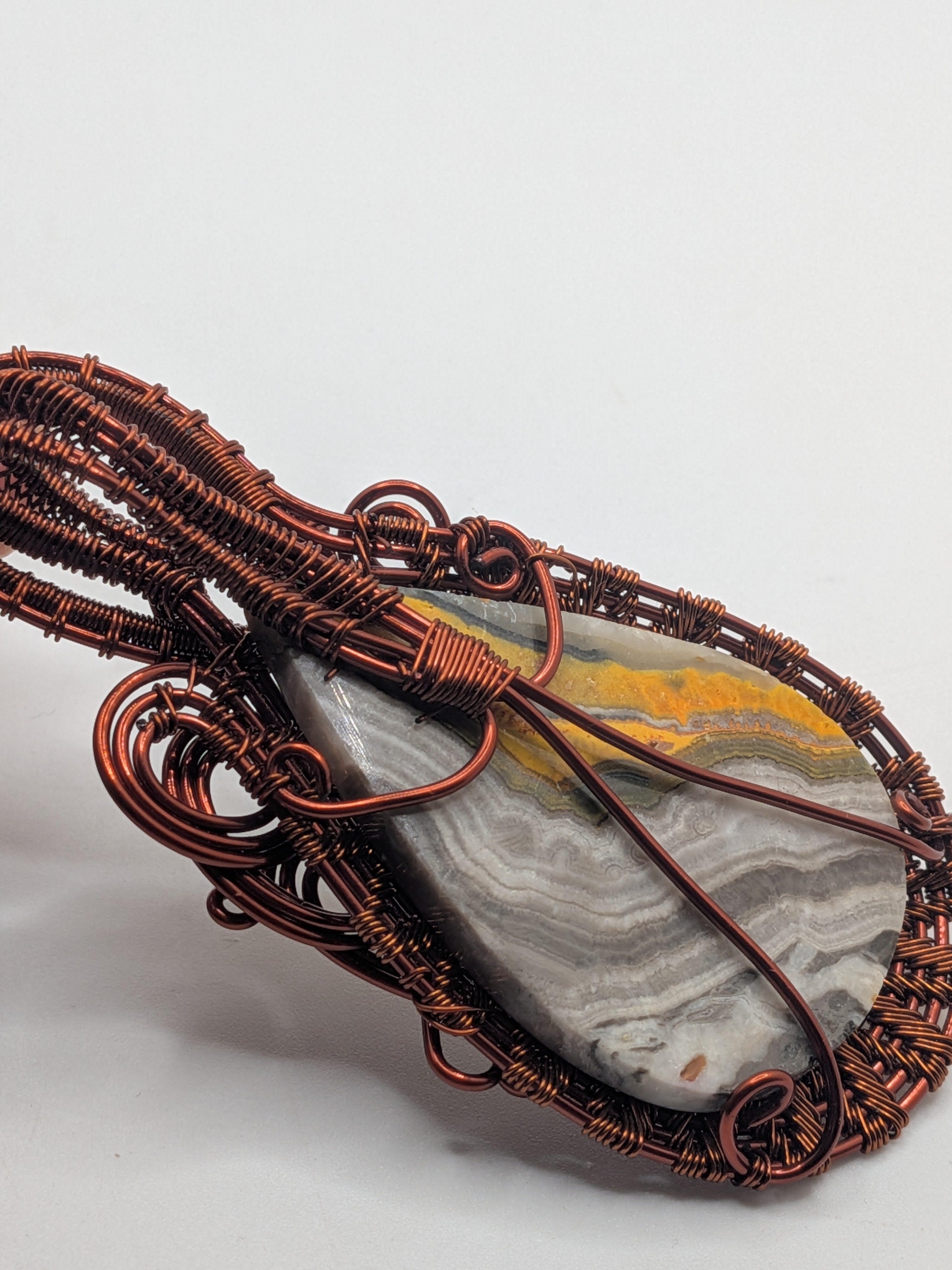Wusah Designs Bumblebee Jasper Pendant – Pure Copper Wrapped $125