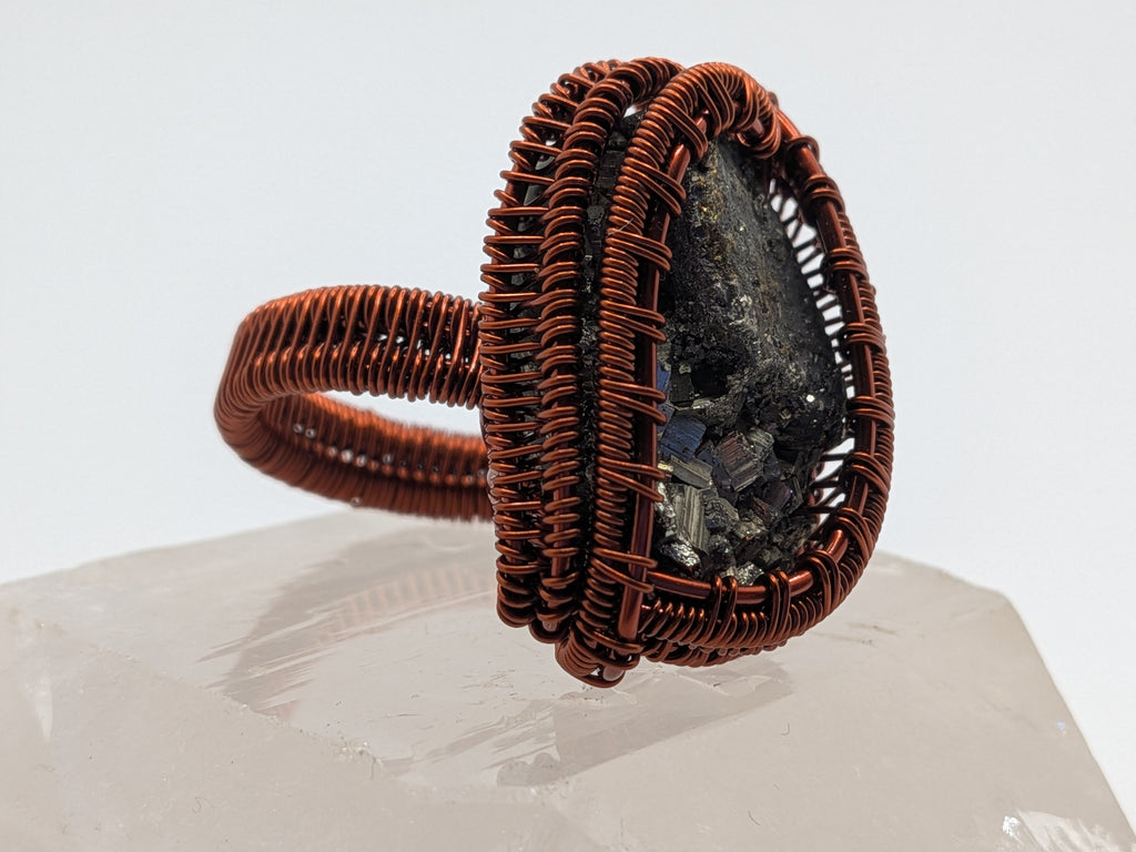 Wusah Designs Handwrapped Copper & Pyrite Statement Ring $111
