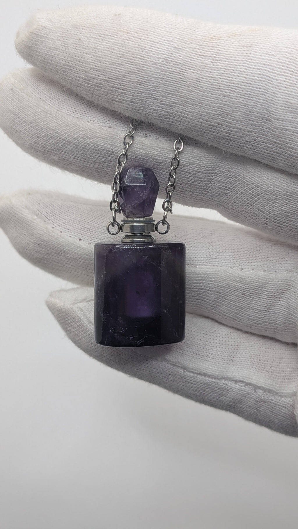 Amethyst Quartz Perfume Bottle Necklace