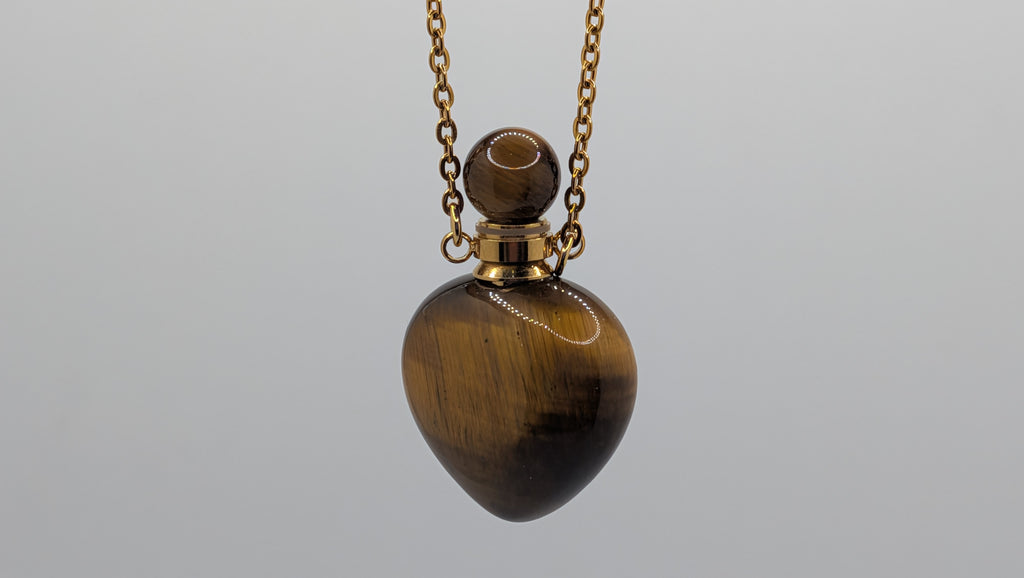 Kulli Tigers Eye Heart Perfume Necklace