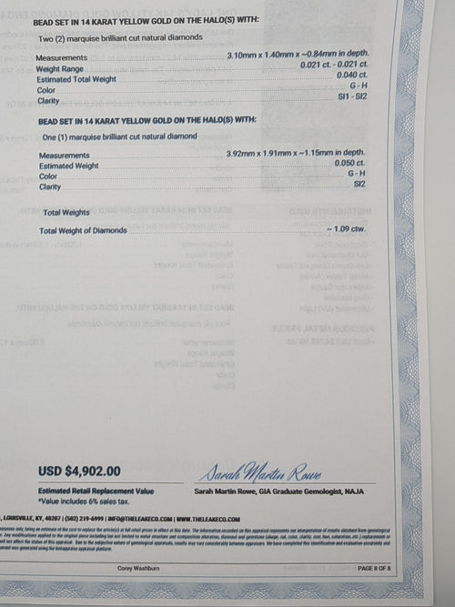 Appraisal $140 per item with Stones and Center Stone.