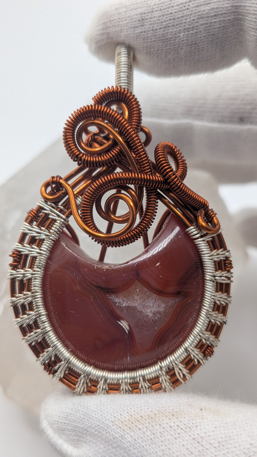 Small Half Moon Shaped Carnelian Family Tree by Wu-Sah Designs