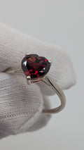 Sterling Silver Heart Garnet Ring Size 7