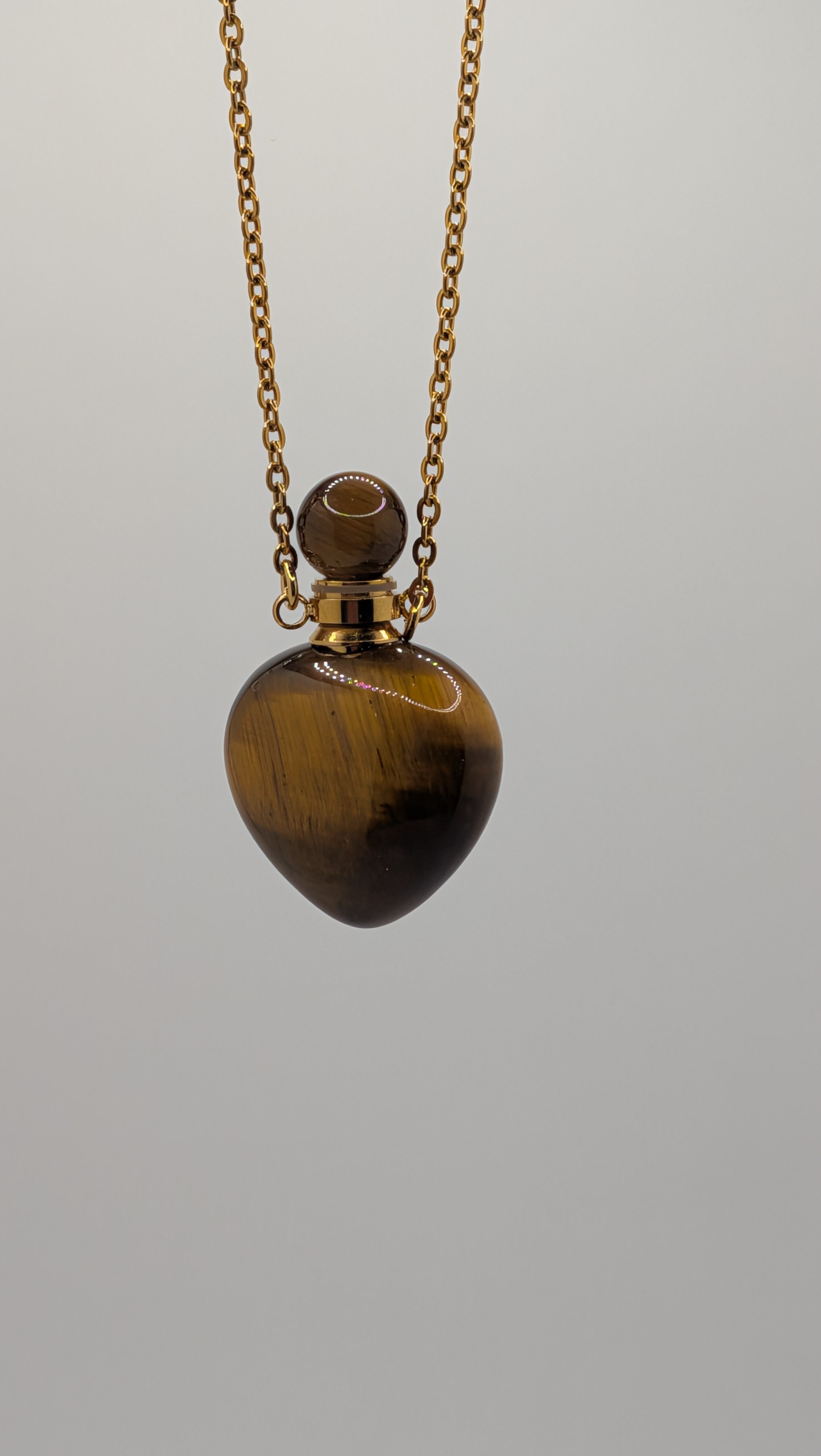 Kulli Tigers Eye Heart Perfume Necklace