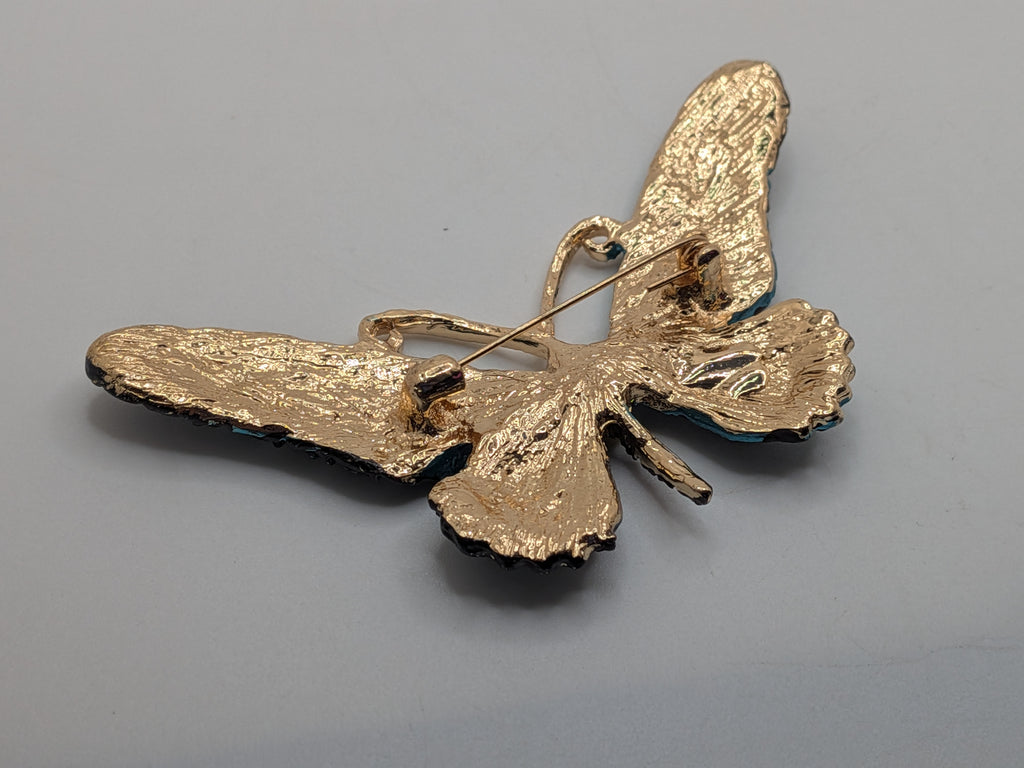 Midnight Blue Butterfly Rhinestone Brooch — $25