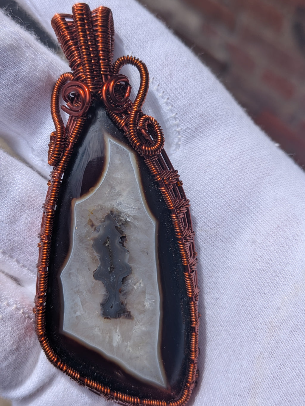 Wusah Designs Agate Pendant in Pure Copper $125