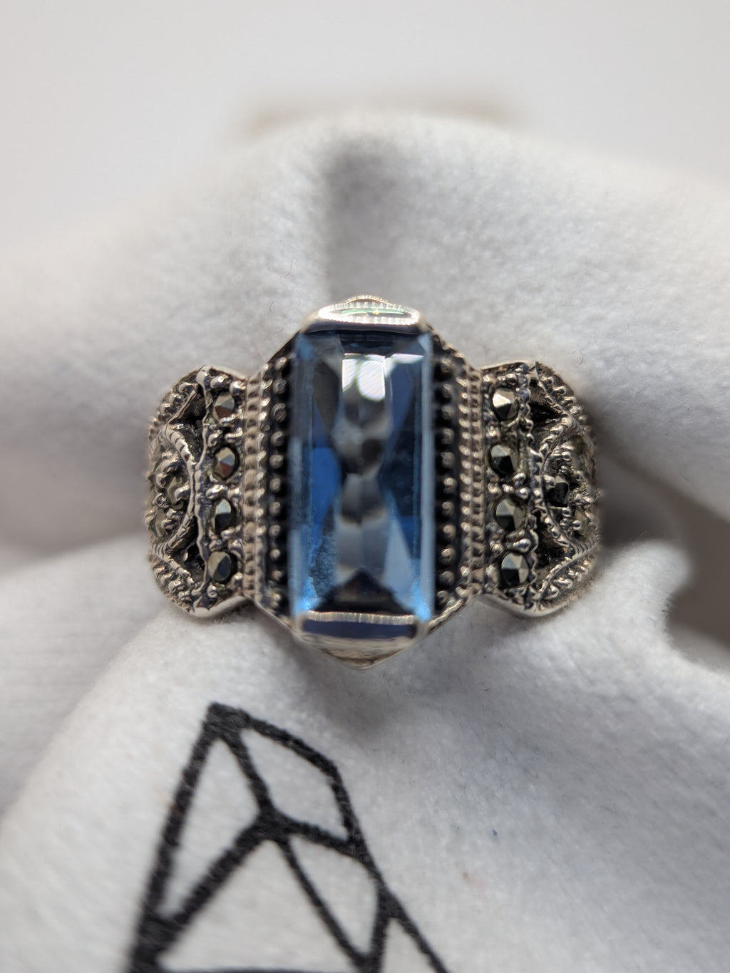 Blue Topaz & Marcasite Sterling Silver Ring $265 Her Jeweler