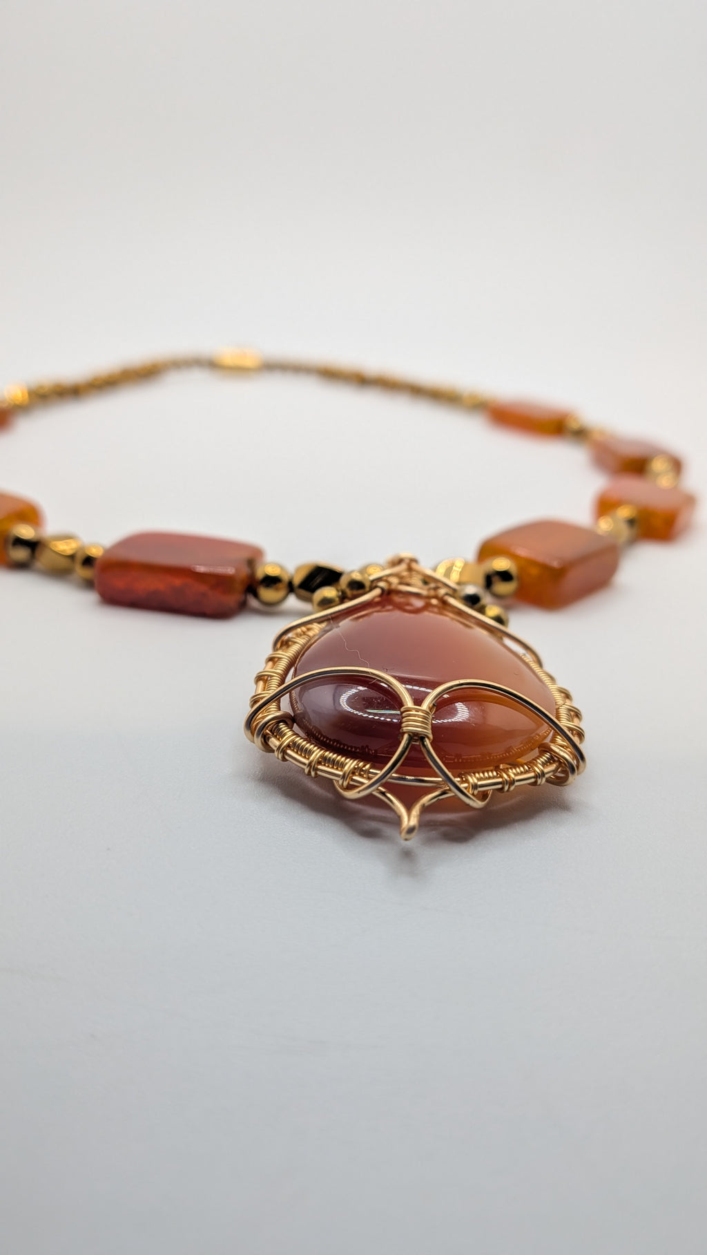 WuSah Agate and Gold Plated Hematite necklace 19.5 inches